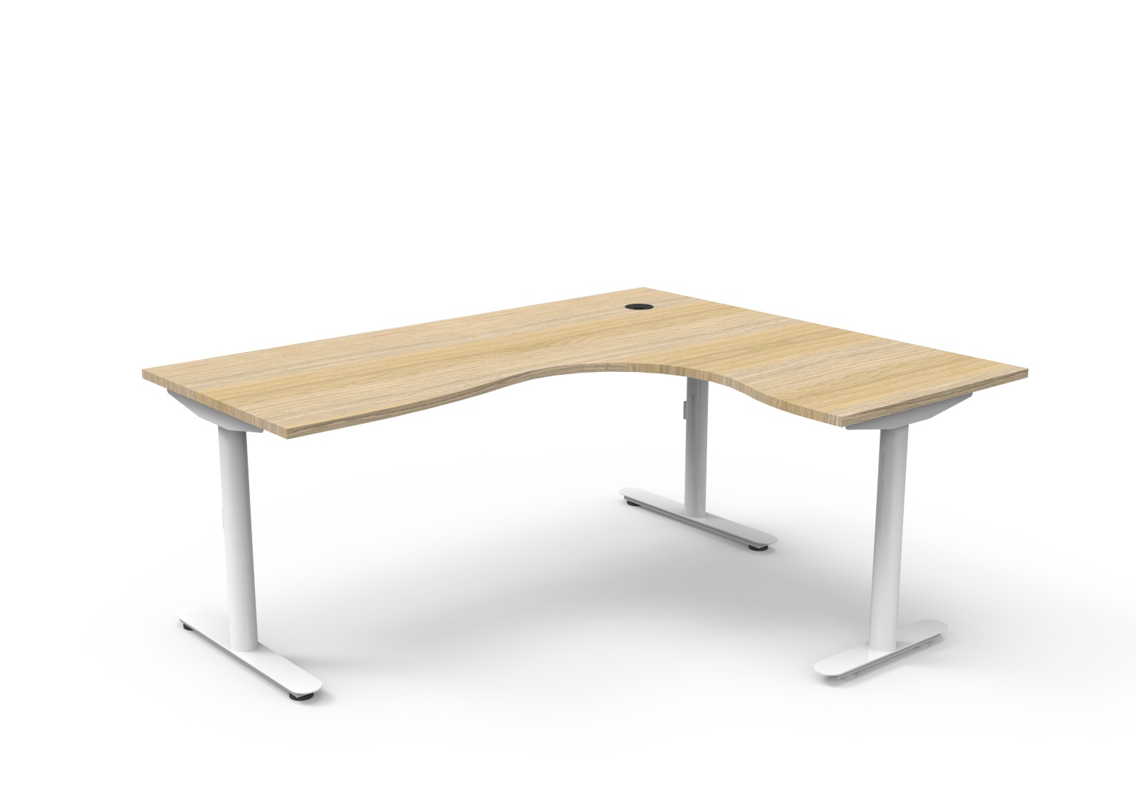 RAPIDLINE Halo Static Corner Workstation – 1800×1500×750mm | Natural Oak Top, White Satin Frame