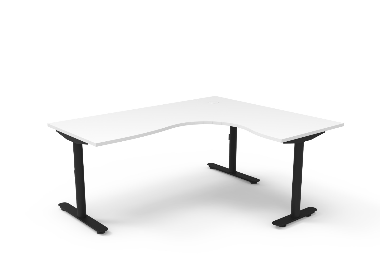 Rapidline Halo Static Corner Workstation – 1800 x 1500 x 750mm | Natural White Top, Black Satin Frame