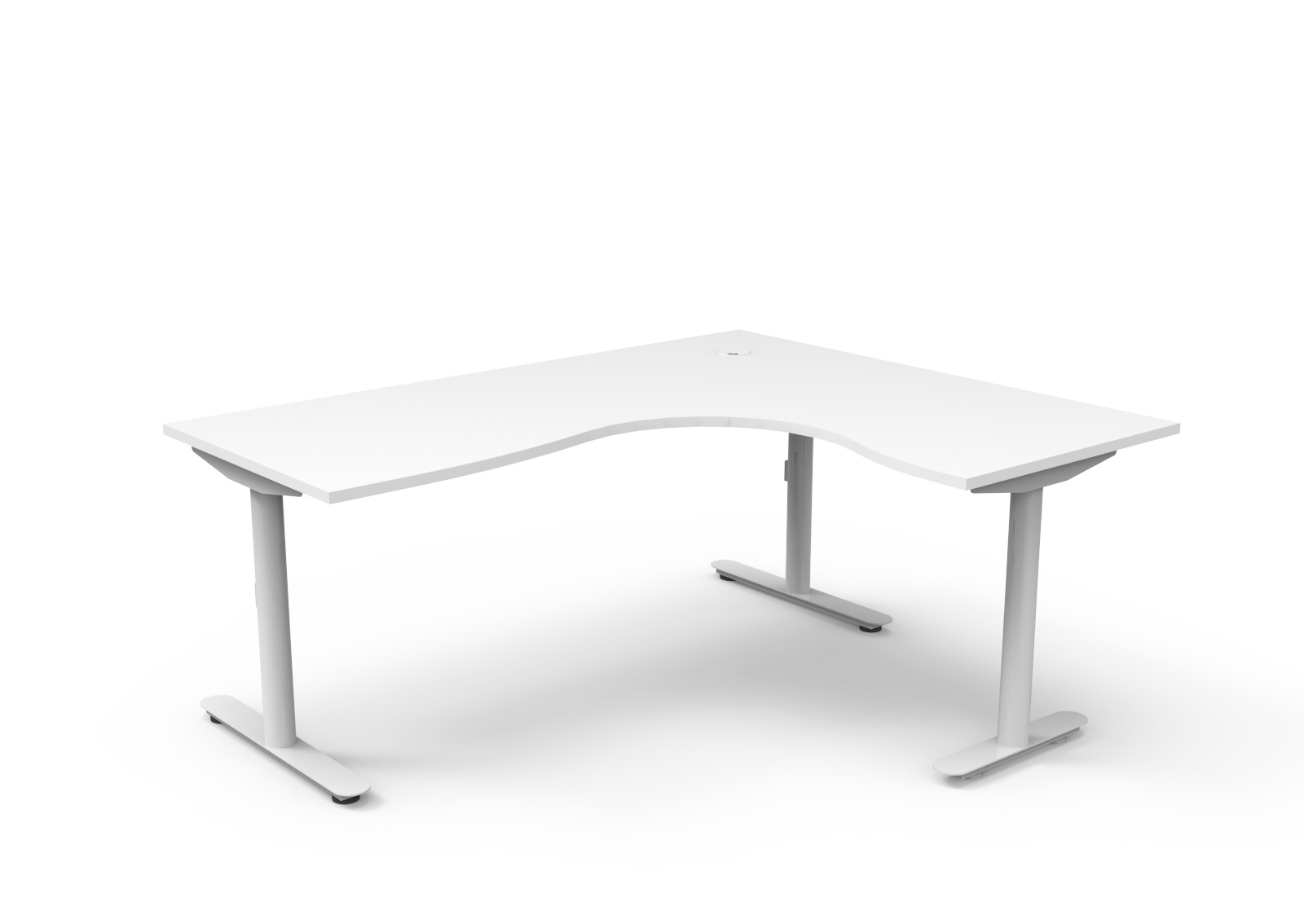 Rapidline Halo Static Corner Workstation – 1800 x 1500 x 750mm | Natural White Top, White Satin Frame