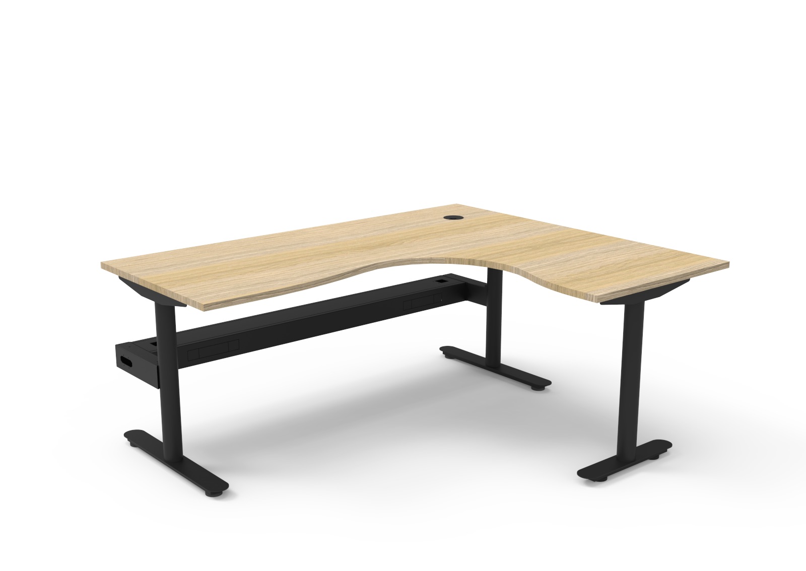 Rapidline Halo Static Corner Workstation – 1800×1500mm, Natural Oak Top, Black Satin Frame