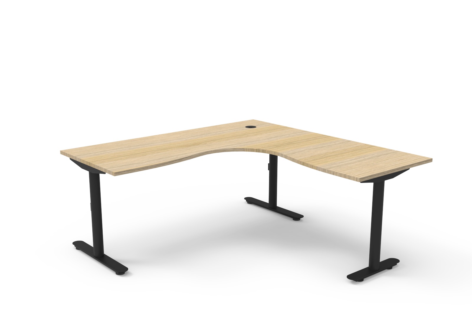Rapidline Halo Static Corner Workstation – 1800 x 1800 x 750mm | Natural Oak Top, Black Satin Frame