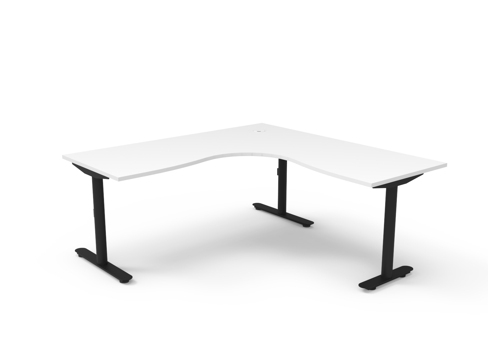 RAPIDLINE Halo Static Corner Workstation 1800mm x 1800mm x 750mm – Natural White Top, Black Satin Frame