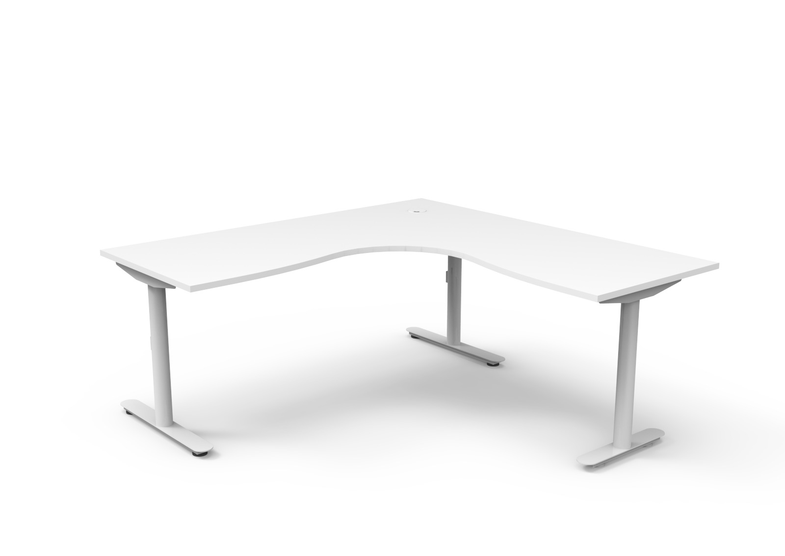 RAPIDLINE Halo Static Corner Workstation 1800mm x 1800mm x 750mm – Natural White Top, White Satin Frame