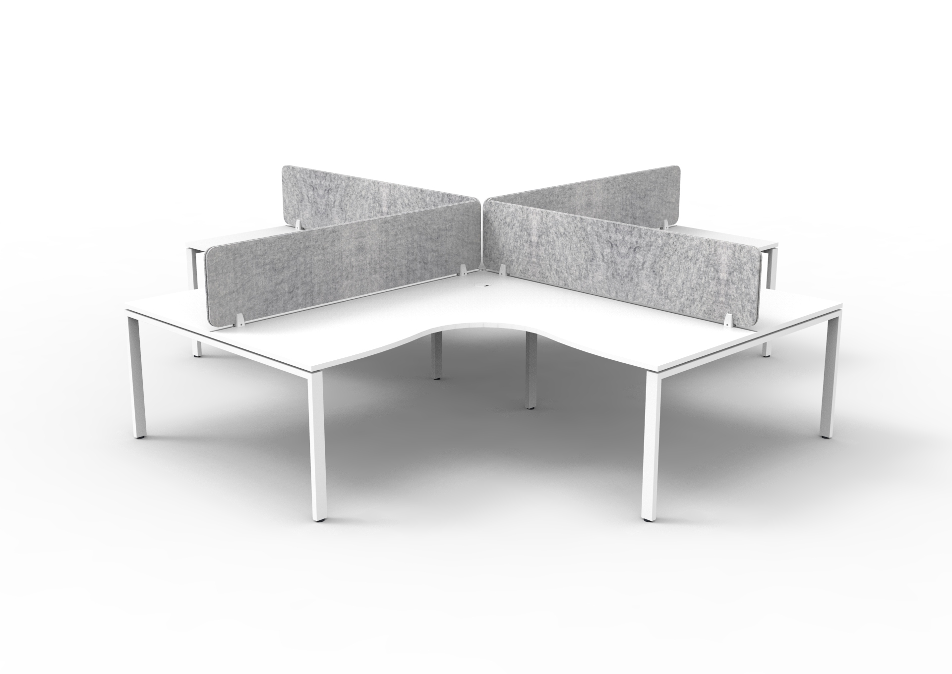 Rapidline Infinity 4-Person Pod Workstation – 1800mm x 1800mm | White Top, White Base, Marble Grey PET Screens