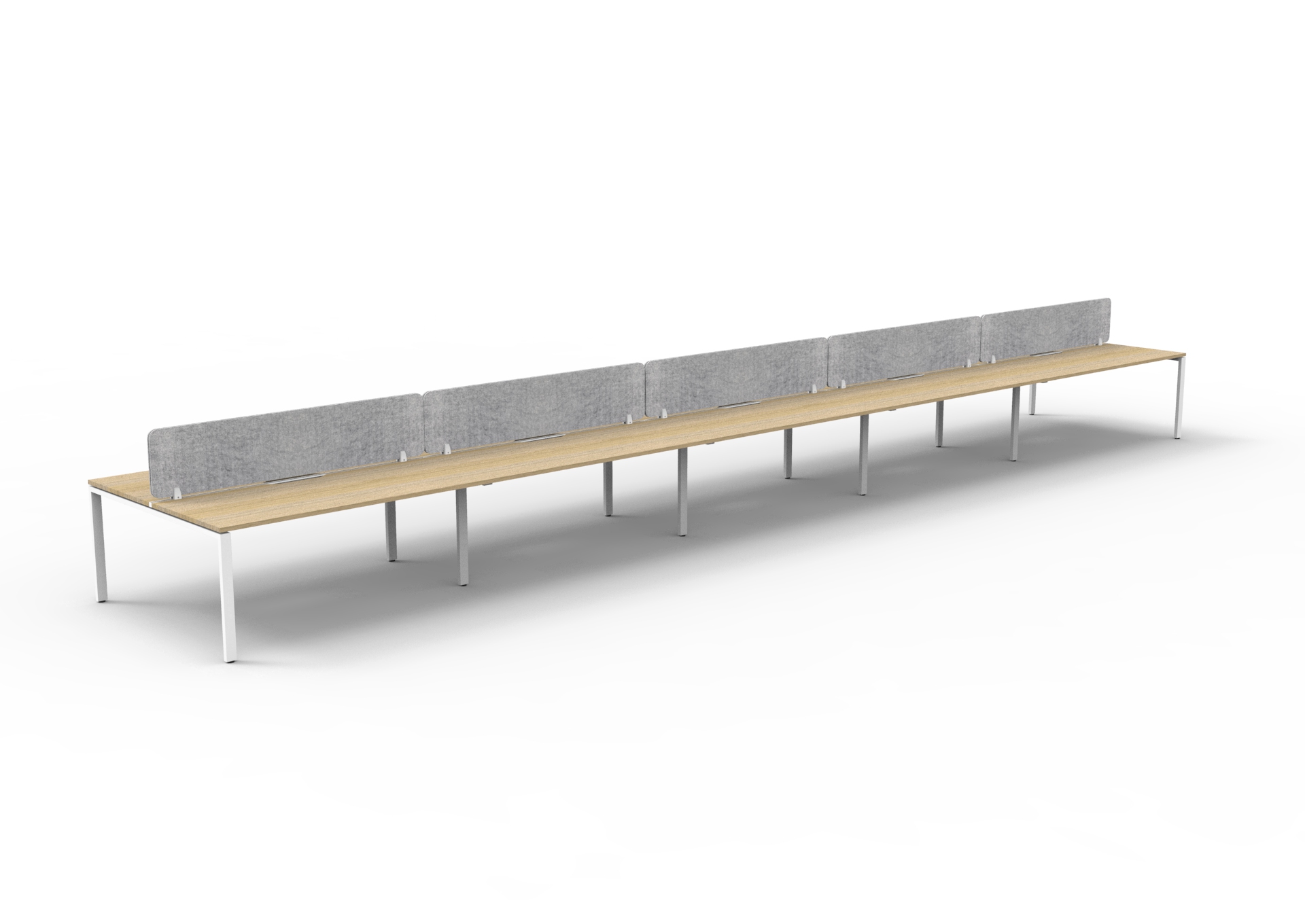 Rapidline Infinity Back-to-Back Workstation | 10-Pod | 1800×750mm | Natural Oak Top, White Satin Base, Marble Grey PET Screen | AFRDI Certified