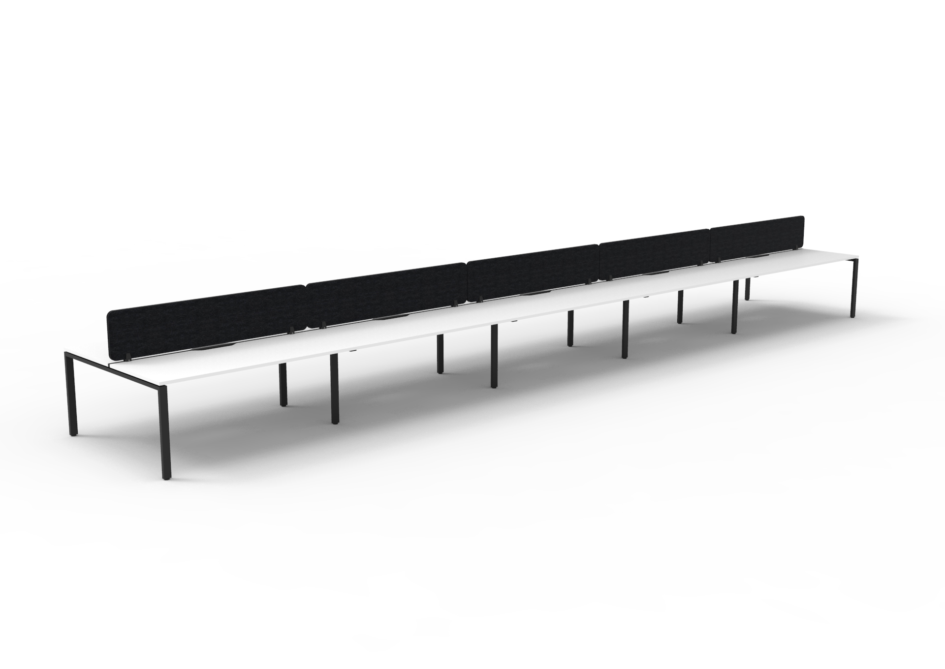 Rapidline Infinity Back-to-Back Workstation | 10-Pod | 1800×750mm | Natural White Top, Black Satin Base, Black PET Screen | AFRDI Certified