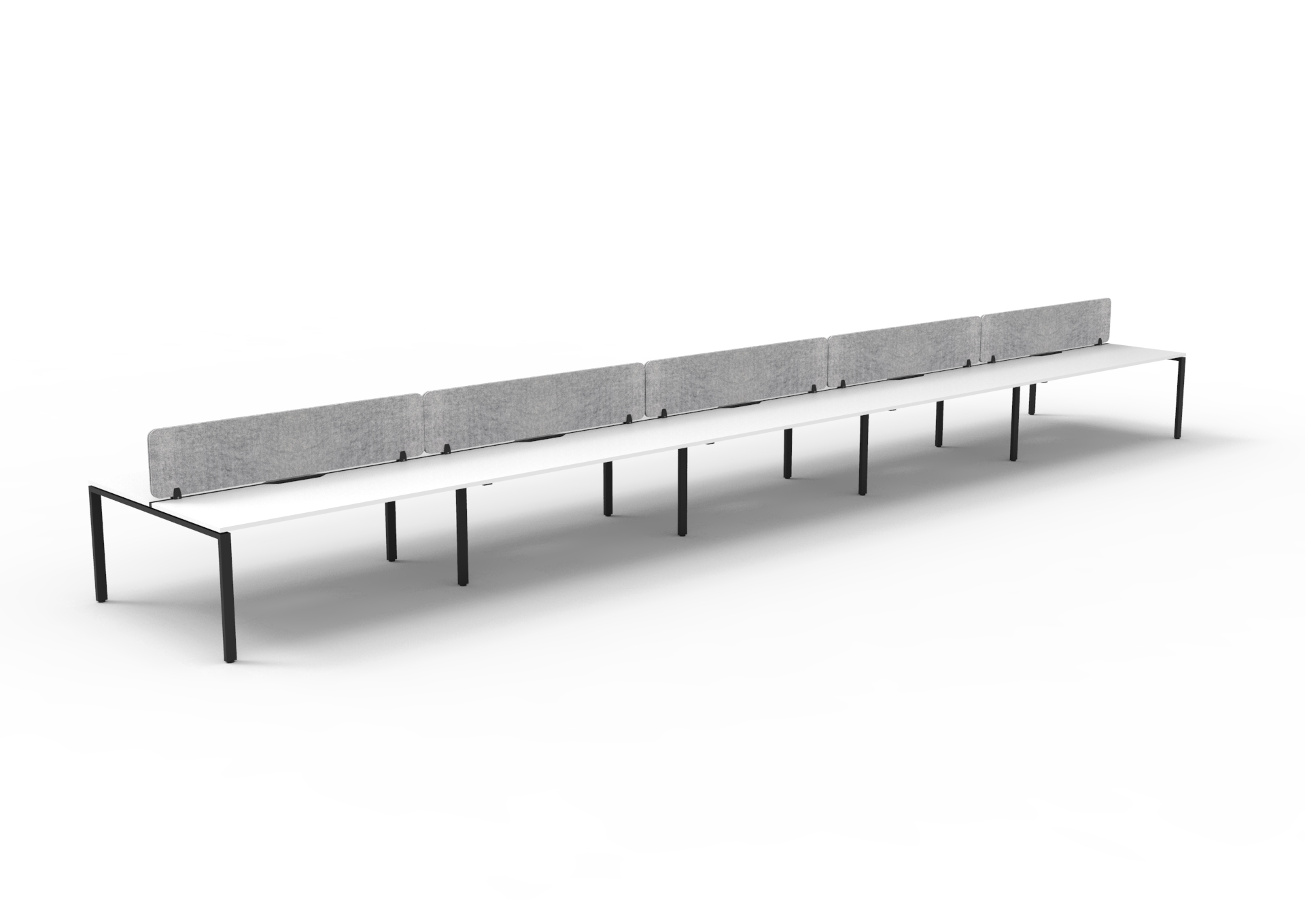 Rapidline Infinity Back-to-Back Workstation | 10-Pod | 1800×750mm | Natural White Top, Black Satin Base, Marble Grey PET Screen | AFRDI Certified