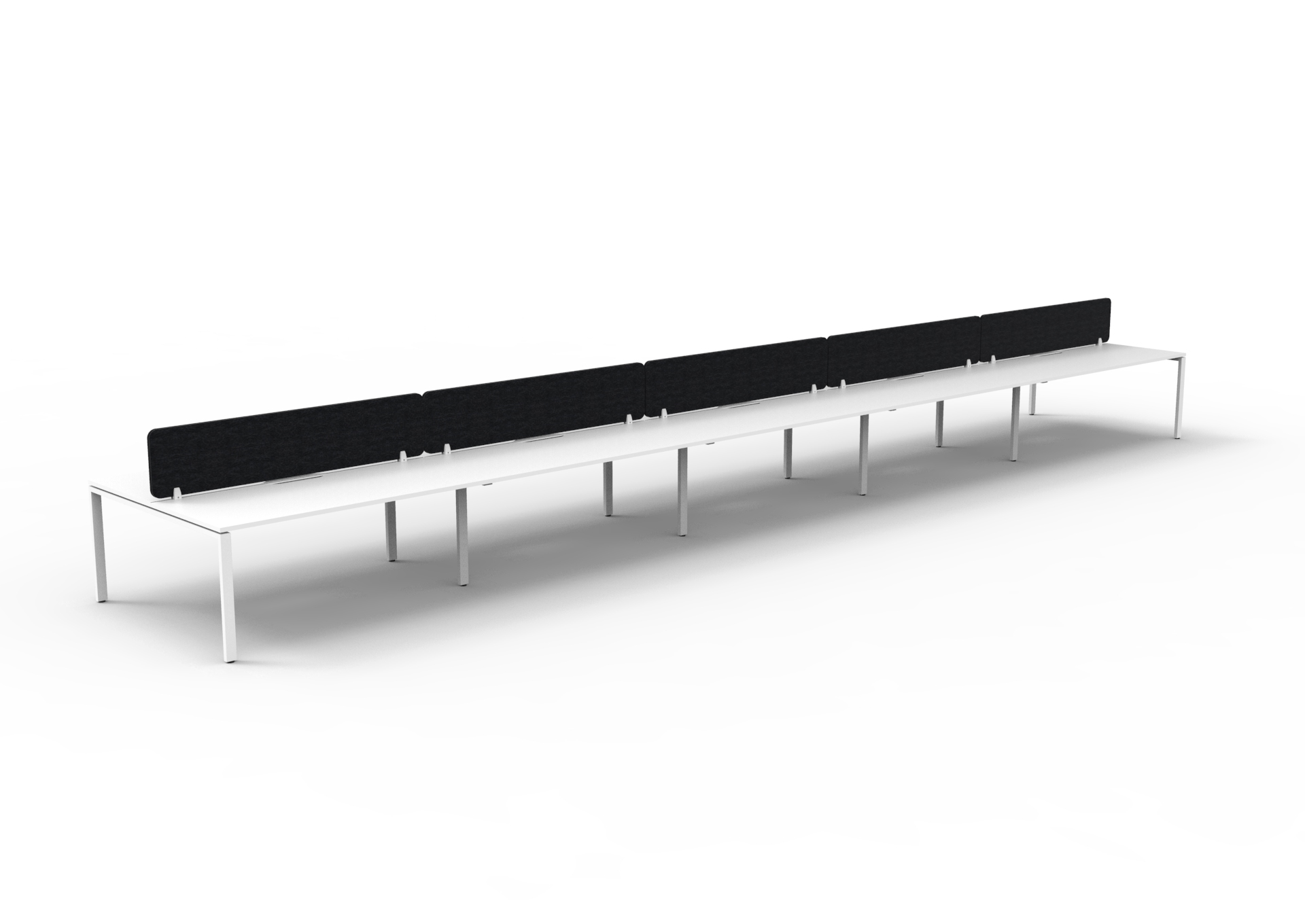 Rapidline Infinity Back-to-Back Workstation Pod of 10 | 1200mm W x 750mm D | Natural White Top, White Satin Base, Black PET Screen
