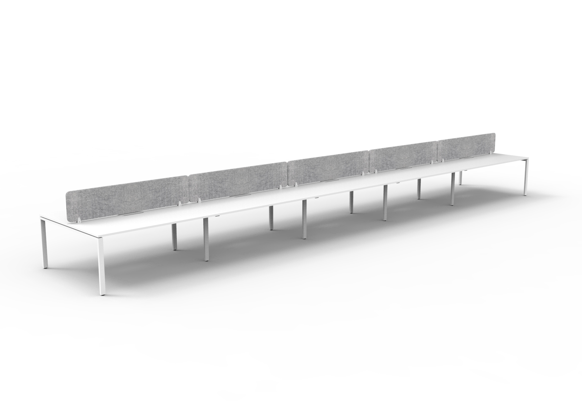 Rapidline Infinity Back-to-Back Workstation Pod of 10 | 1200mm W x 750mm D | Natural White Top, White Satin Base, Marble Grey PET Screen