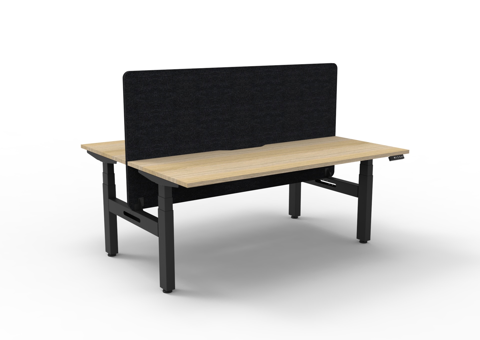 RAPIDLINE Boost+ Back-to-Back Height-Adjustable Workstation | 1800 x 750mm | Natural Oak Top, Black Satin Frame, Black PET Screen