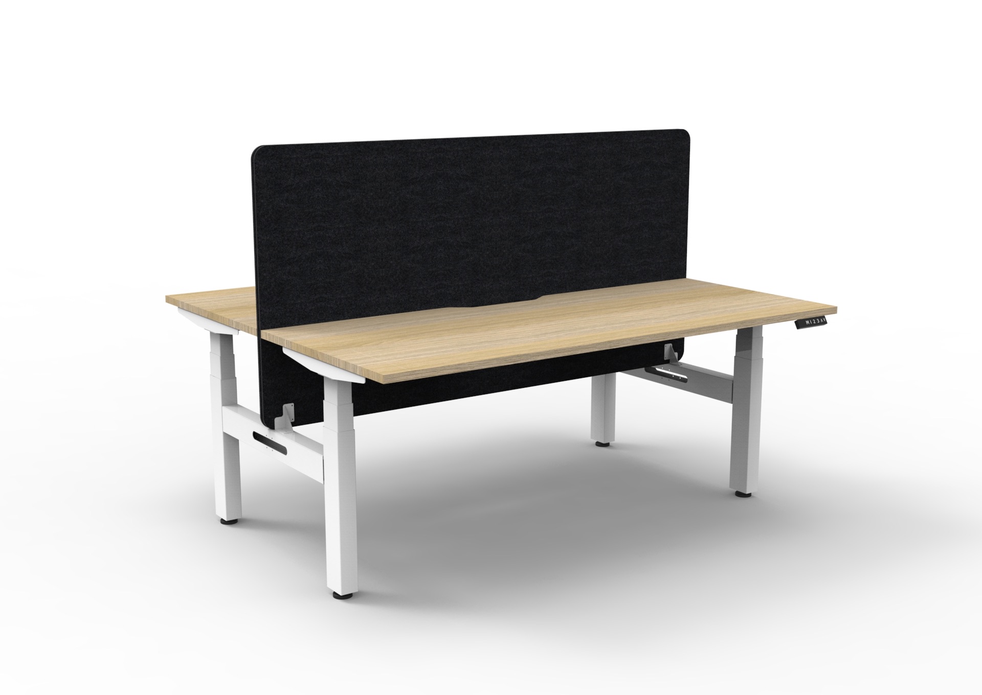 RAPIDLINE Boost+ Back to Back Workstation | 1800W x 750D | Natural Oak Top, White Satin Frame, Black PET Screen | 10-Year Warranty