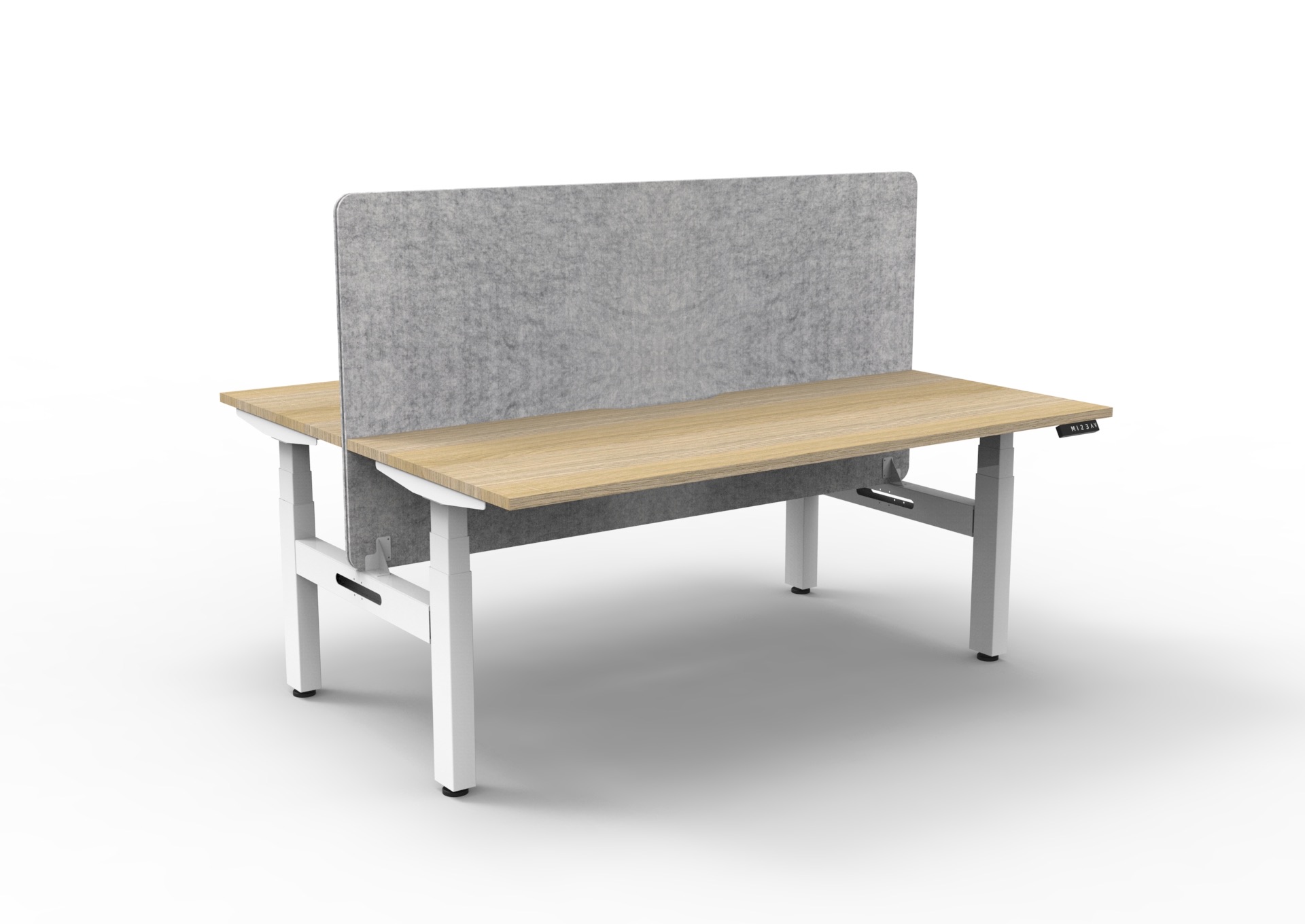 RAPIDLINE Boost+ Back to Back Workstation | 1800W x 750D | Natural Oak Top, White Satin Frame, Marble Grey PET Screen | 10-Year Warranty