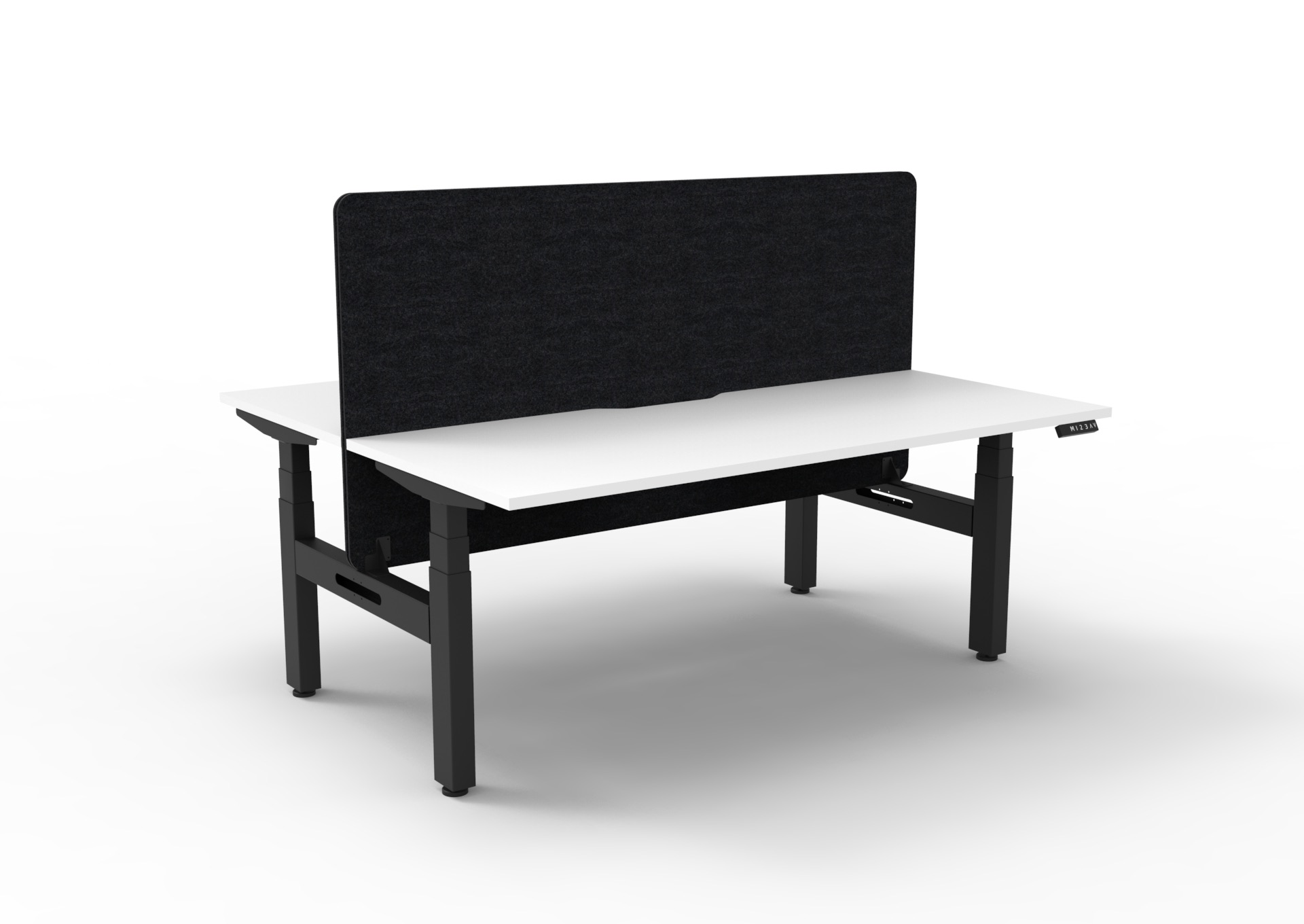 RAPIDLINE Boost+ Back-to-Back Desk | 1500×750mm | Natural White Top, Black Satin Frame, Black Privacy Screen