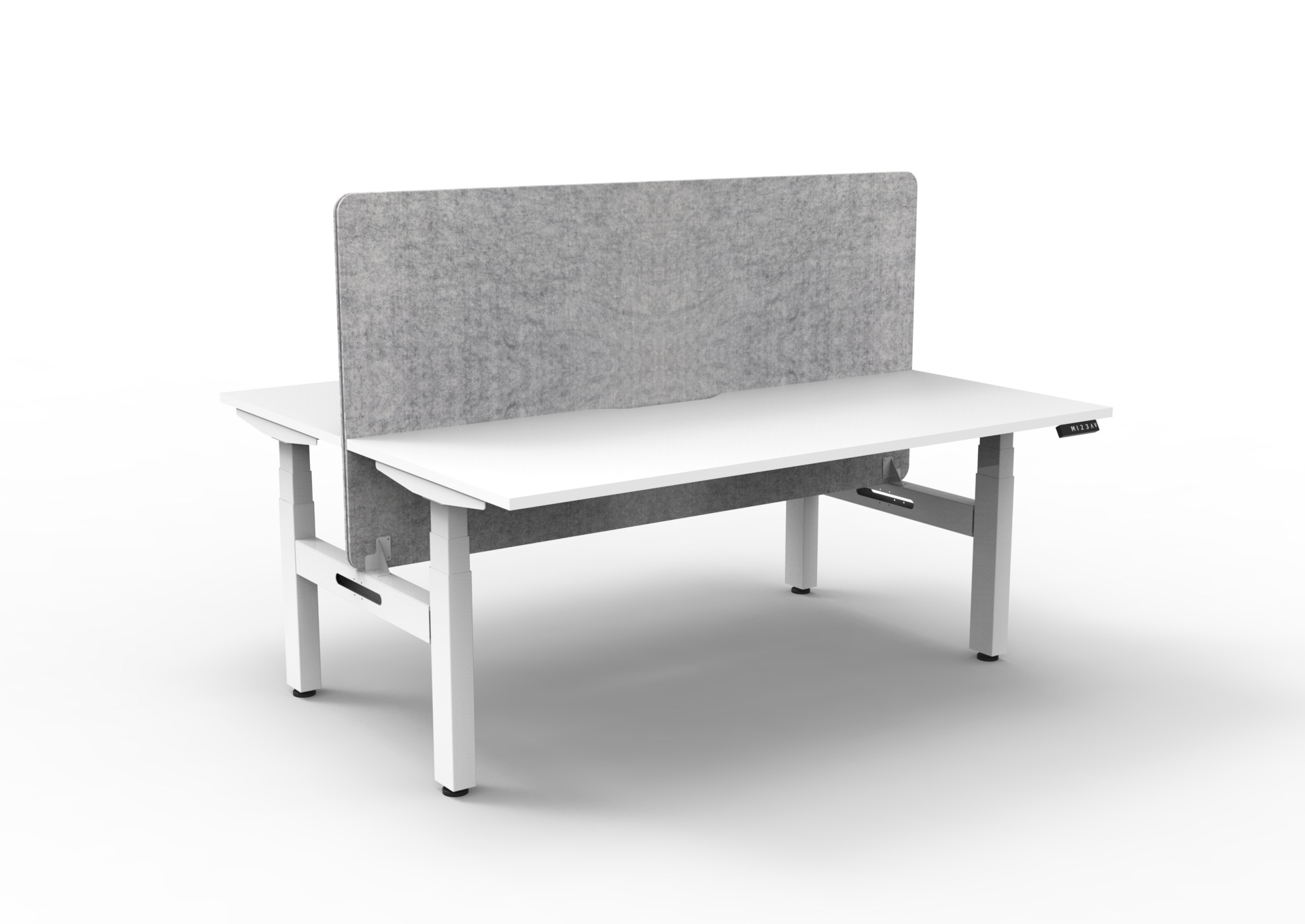 Rapidline Boost+ Back-to-Back Workstation | 1800×750mm | Natural White Top, White Satin Frame, Marble Grey Screen