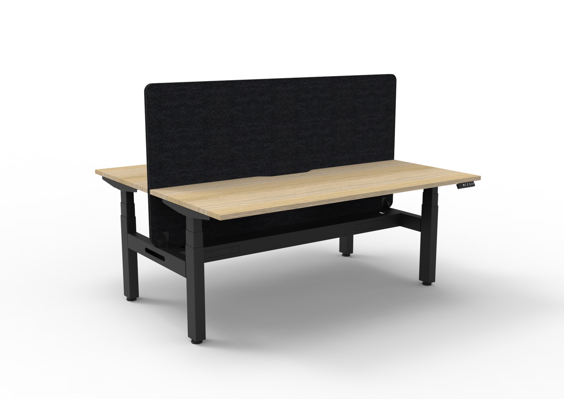 Rapidline Boost+ Back-to-Back Workstation | 1200×750mm | Natural Oak Top, Black Satin Frame, Black Screen, Cable Tray