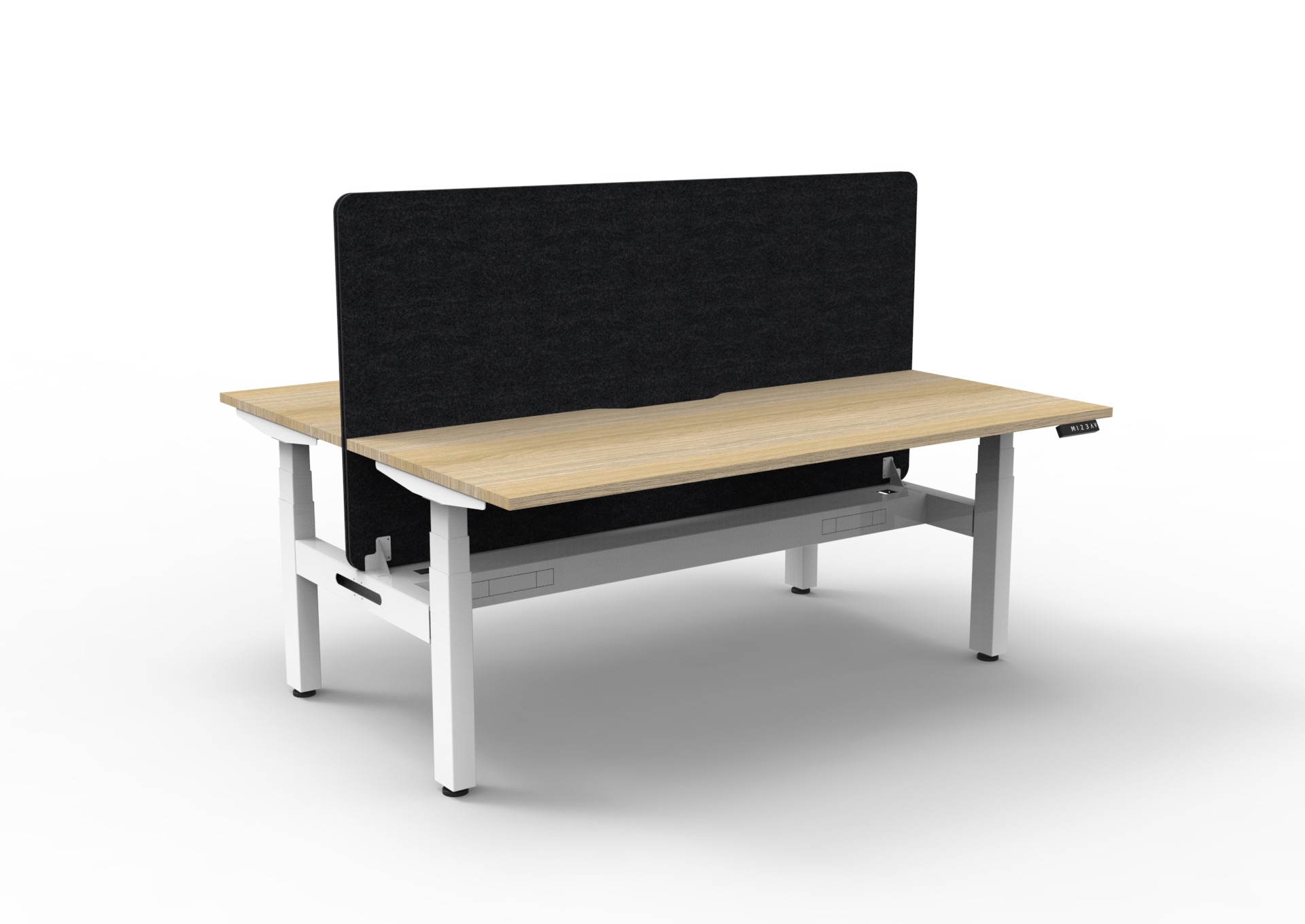 Rapidline Boost+ Back-to-Back Workstation | 1800×750mm | Natural Oak Top, White Satin Frame, Black PET Screen | Cable Tray | 10-Year Warranty