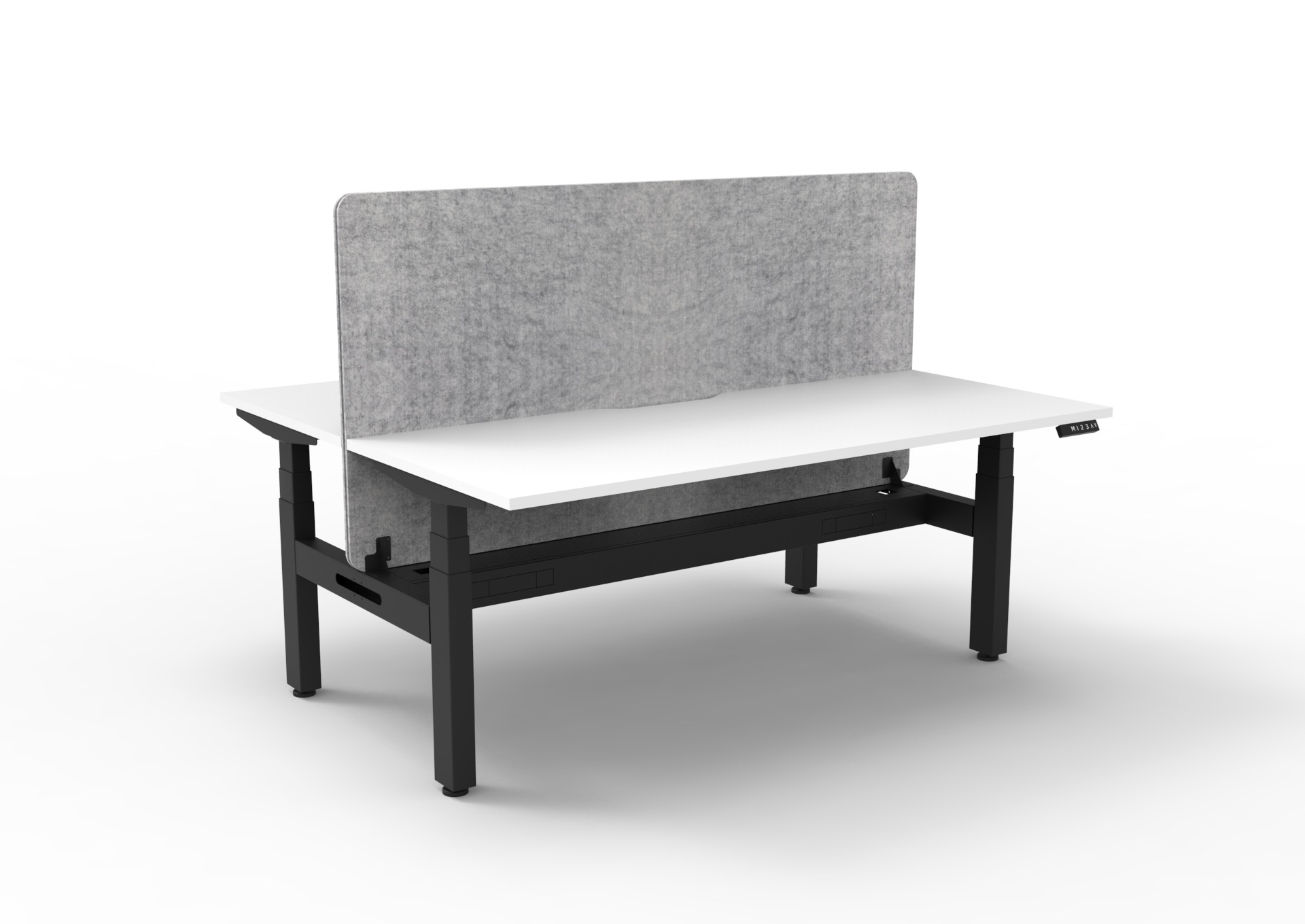 Rapidline Boost+ Back-to-Back Workstation | 1800×750mm | Natural White Top, Black Satin Frame, Marble Grey PET Screen | Cable Tray | 10-Year Warranty