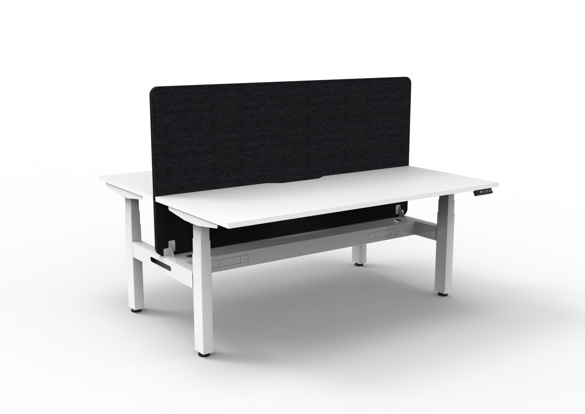 RAPIDLINE Boost+ Back-to-Back Height-Adjustable Desk | 1500 x 750mm | Natural White Top, White Satin Frame, Black Screen