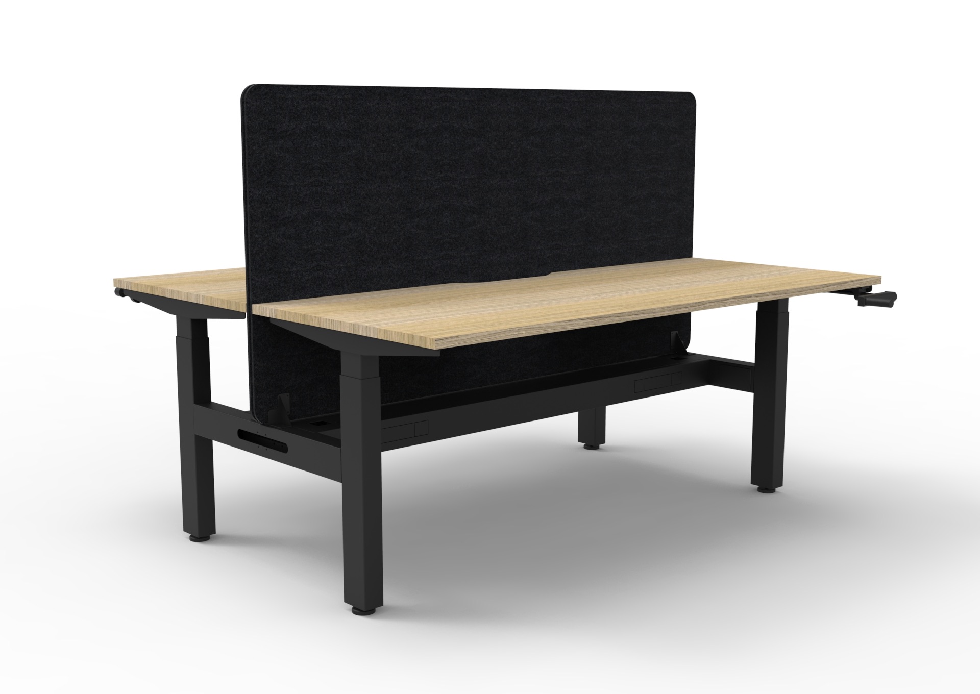Rapidline Boost Crank Back-to-Back Workstation – 1800mm, Natural Oak Top, Black Satin Frame, Black Screen