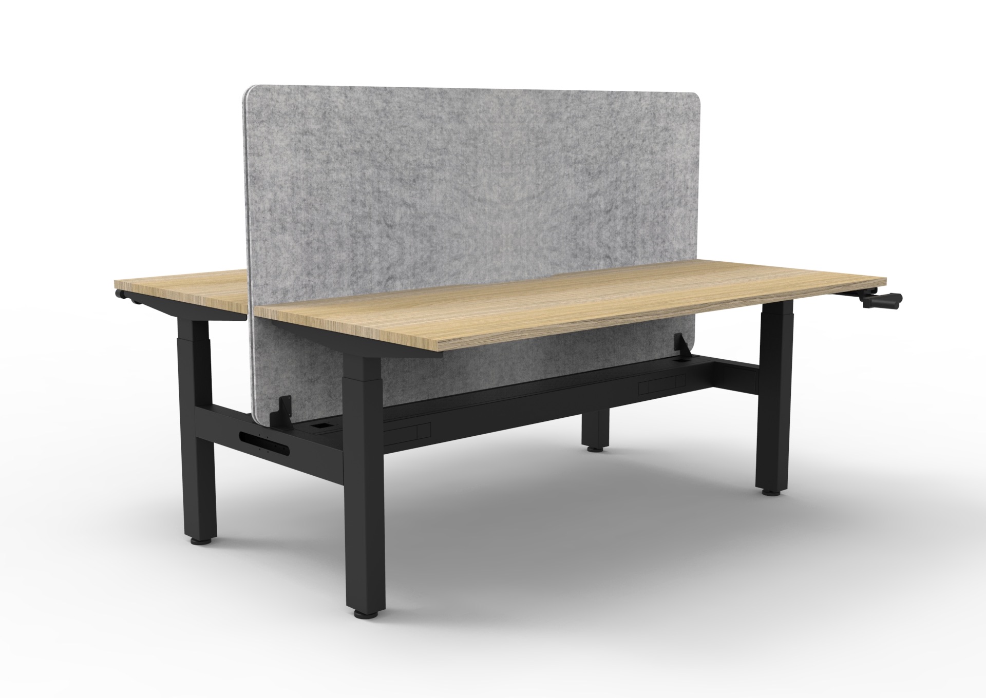 Rapidline Boost Crank Back-to-Back Workstation – 1800mm, Natural Oak Top, Black Satin Frame, Marble Grey Screen