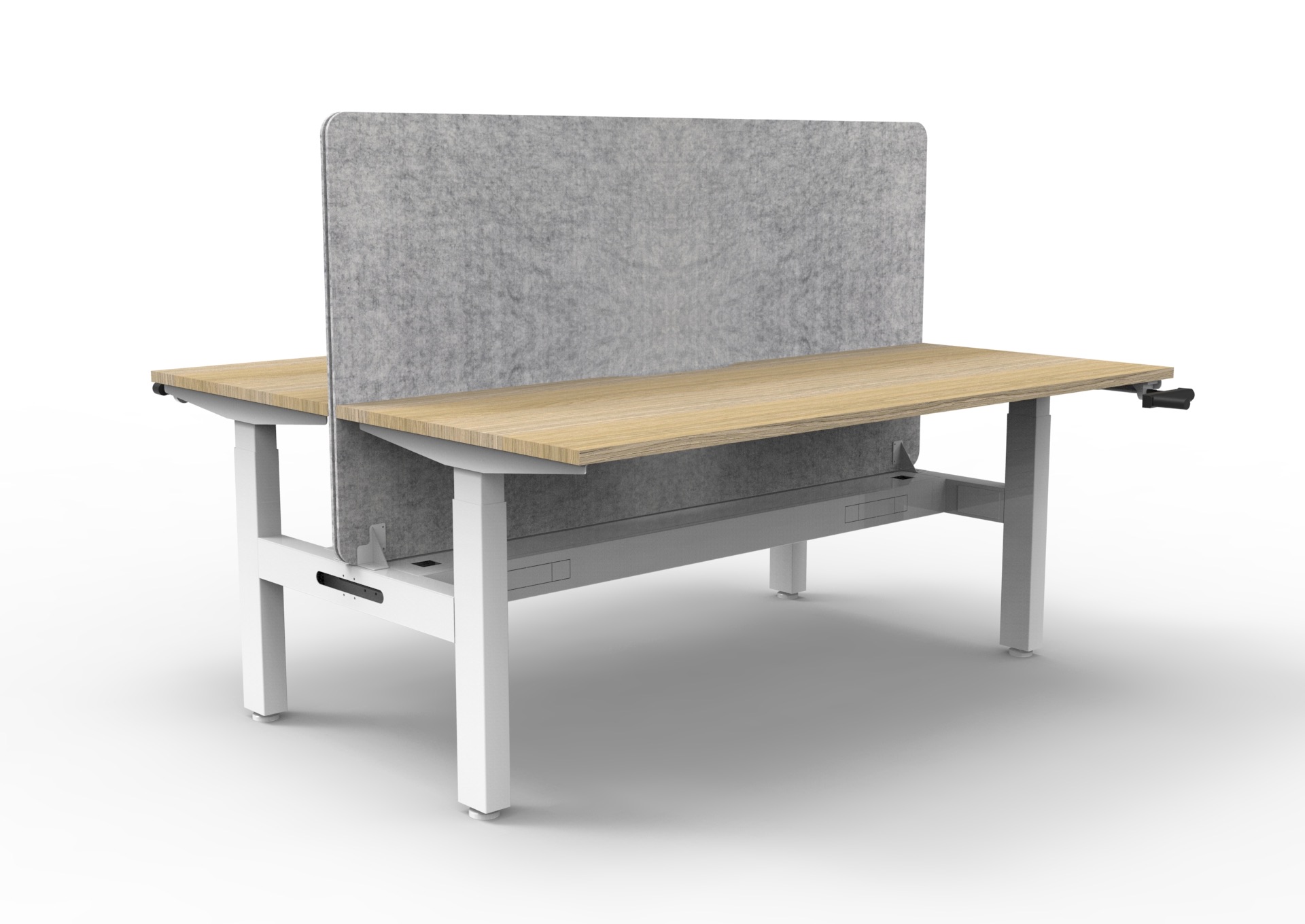 Rapidline Boost Crank Back to Back Workstation | 1800x750mm | Natural Oak Top, White Satin Frame, Marble Grey Screen