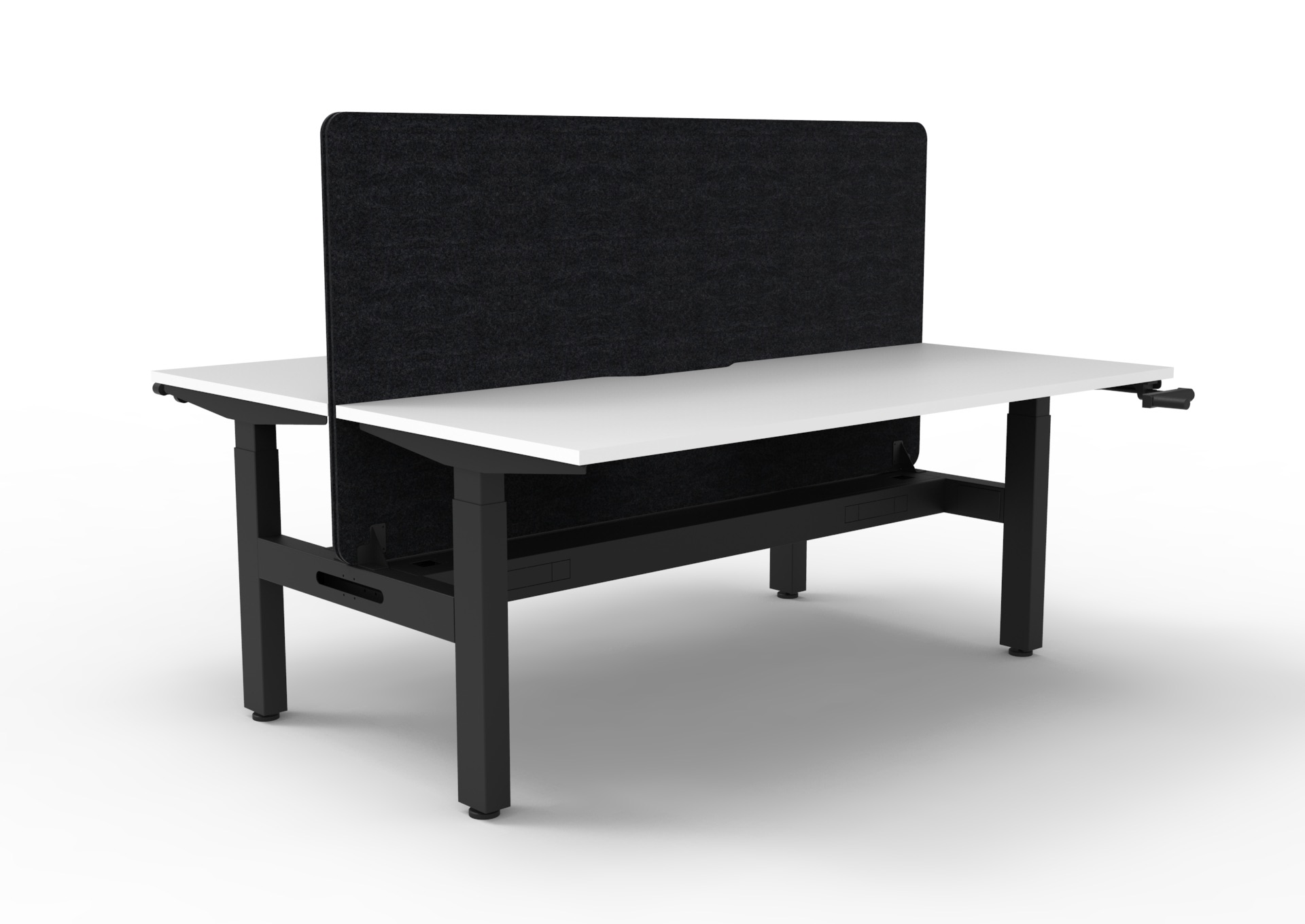 Rapidline Boost Crank Back to Back Workstation | 1800x750mm | Natural White Top, Black Satin Frame, Black Screen