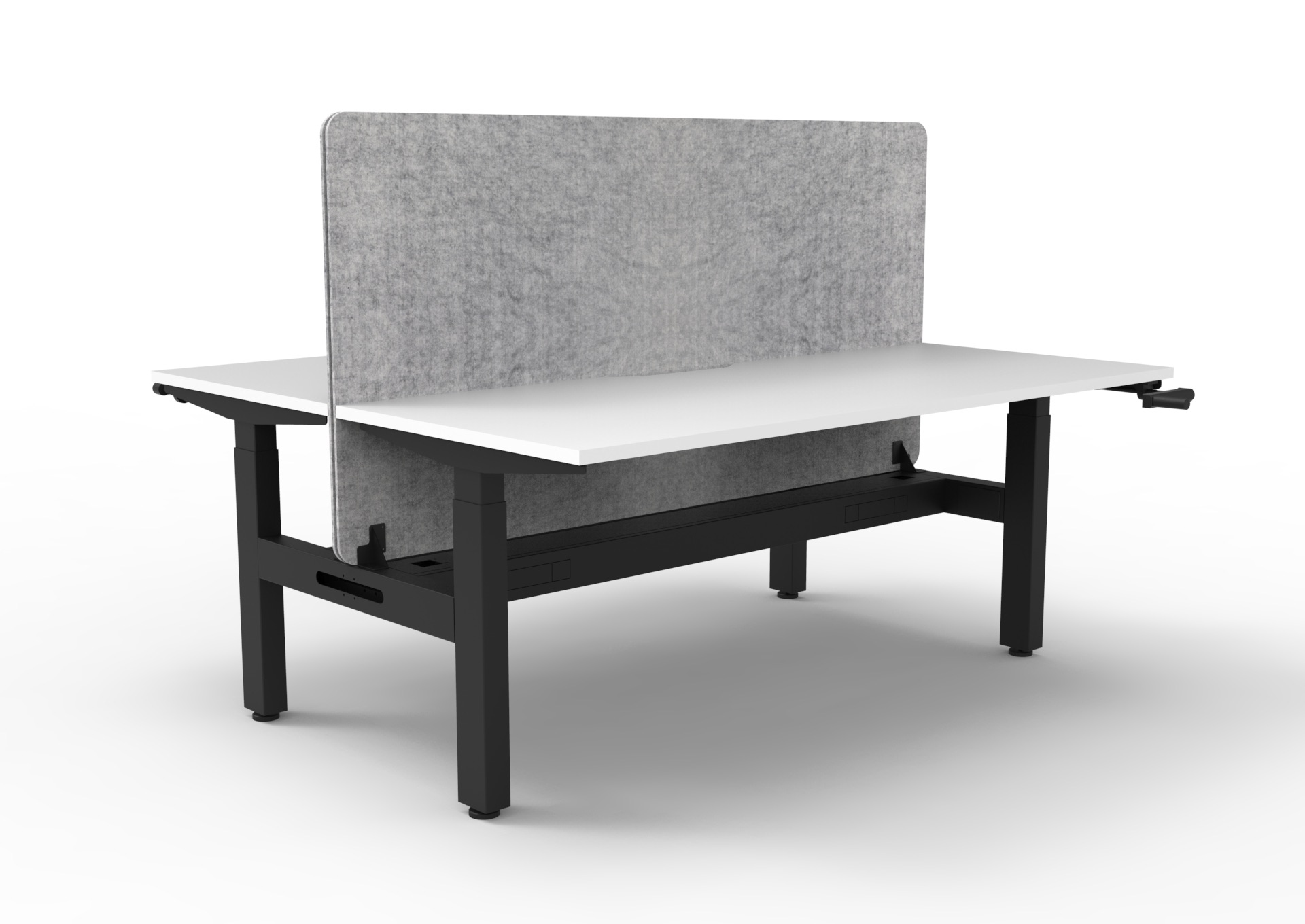 Rapidline Boost Crank Back to Back Workstation | 1800x750mm | Natural White Top, Black Satin Frame, Marble Grey Screen