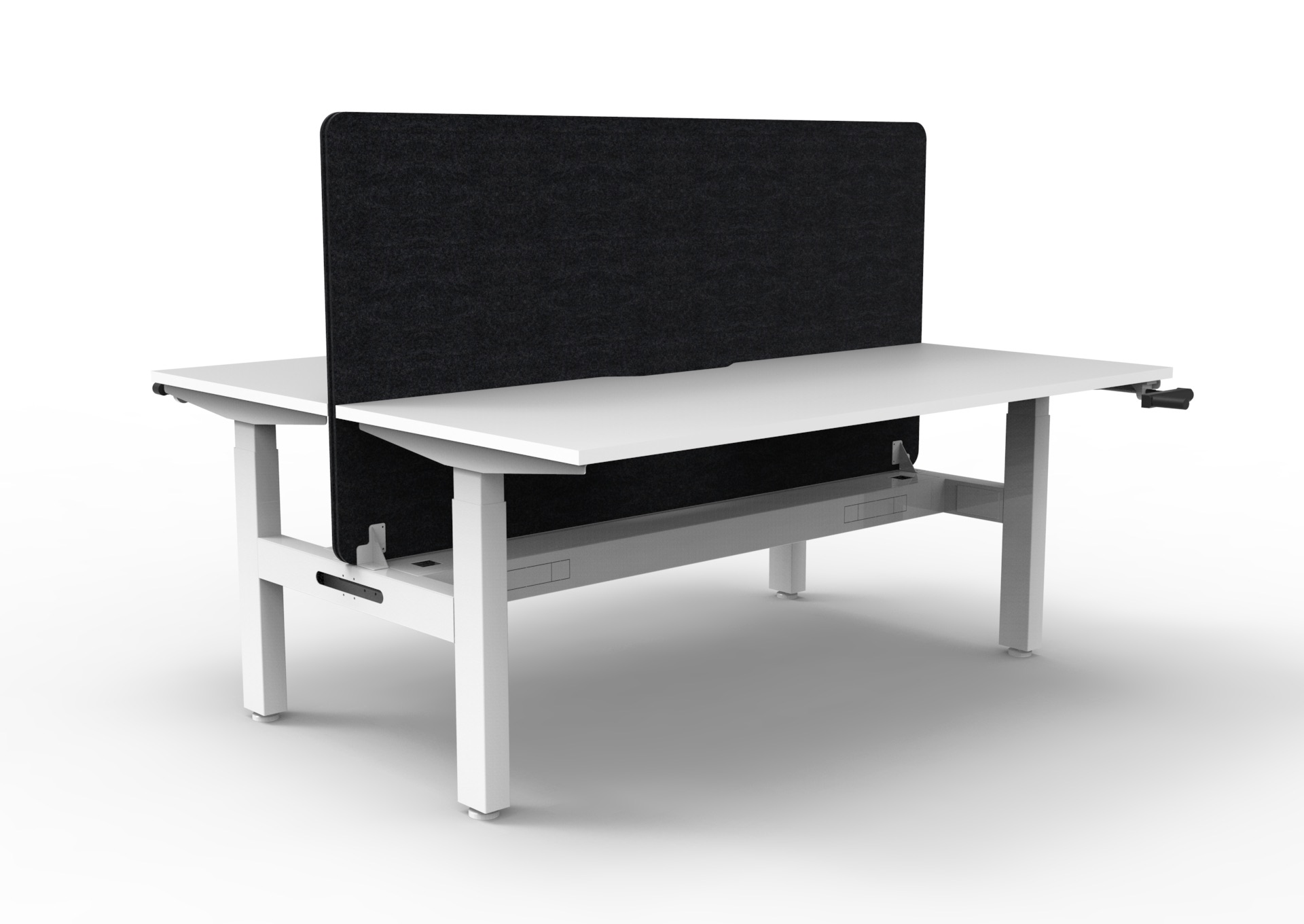 Rapidline Boost Crank Back to Back Workstation | 1800x750mm | Natural White Top, White Satin Frame, Black Screen
