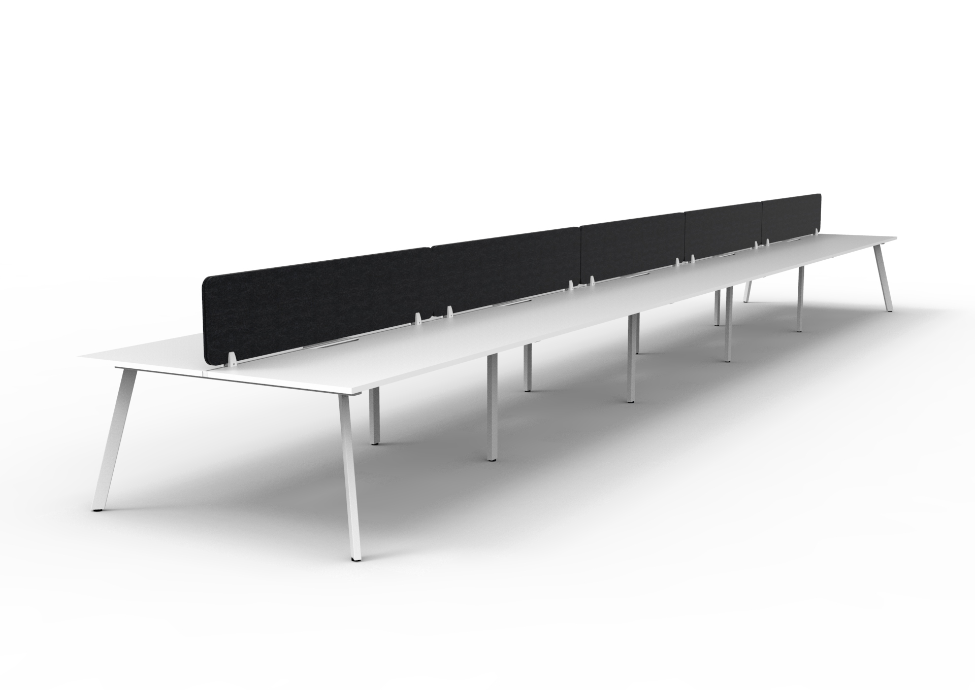 Rapidline Eternity Back-to-Back Workstation | POD of 10 | 1500×750mm | Natural White Top, White Satin Base, Black Screen