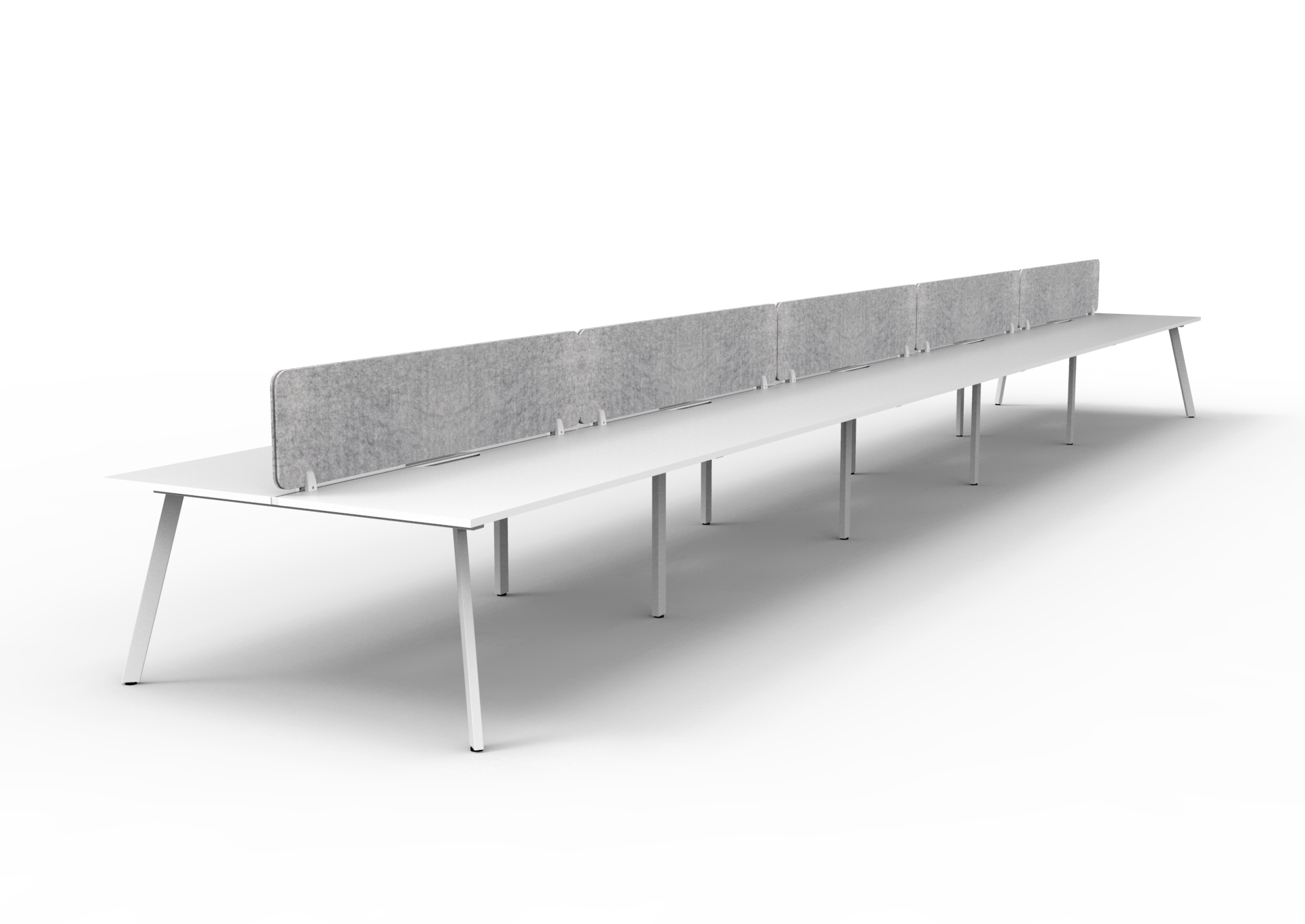 Rapidline Eternity Back-to-Back Workstation – POD of 10 | 1500×750mm | White Top, White Satin Base, Marble Grey Screen