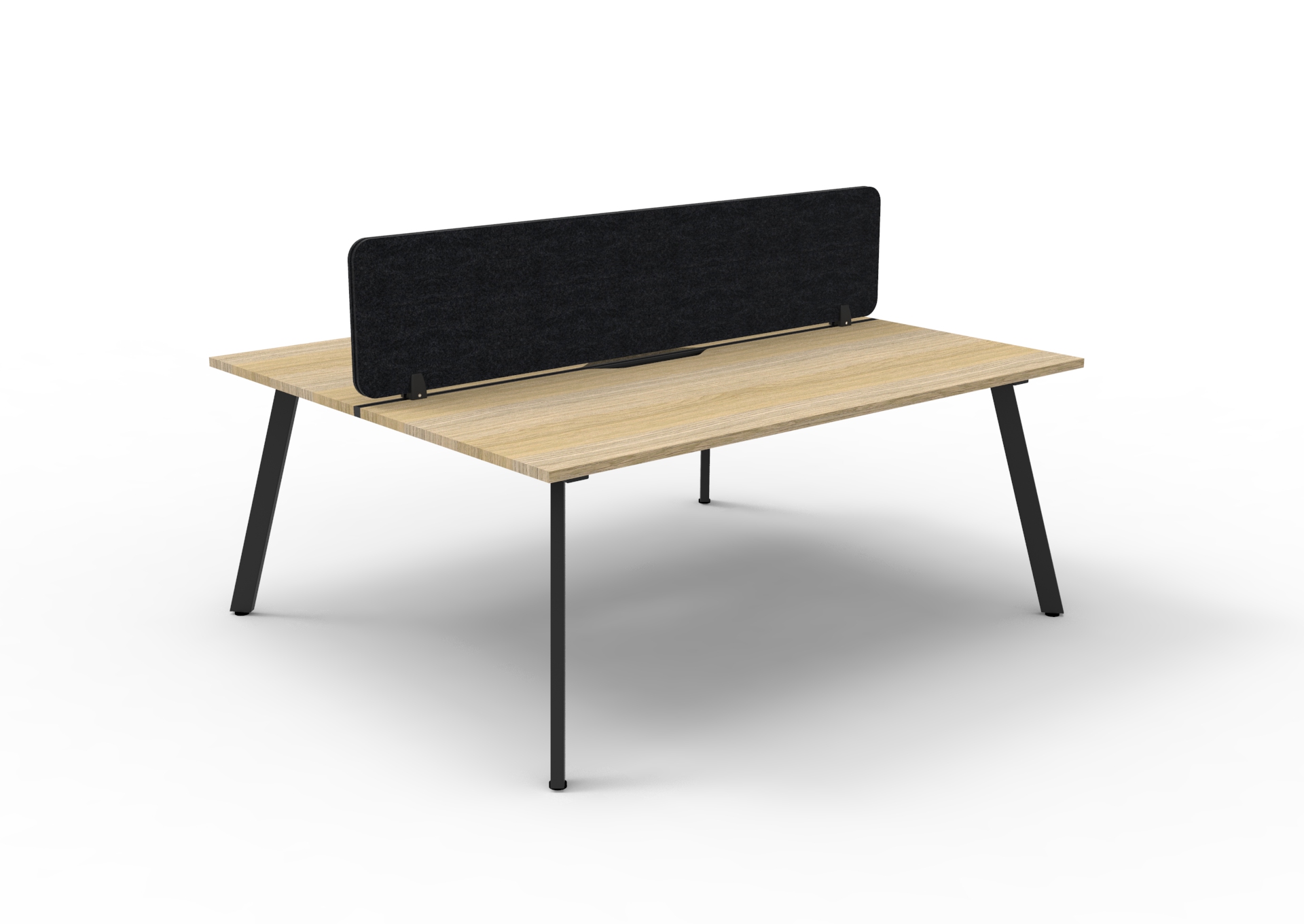 Rapidline Eternity Back-to-Back Workstation – 1500mm × 750mm, Natural Oak Top & Black Satin Base, Black Eco Panel Screen