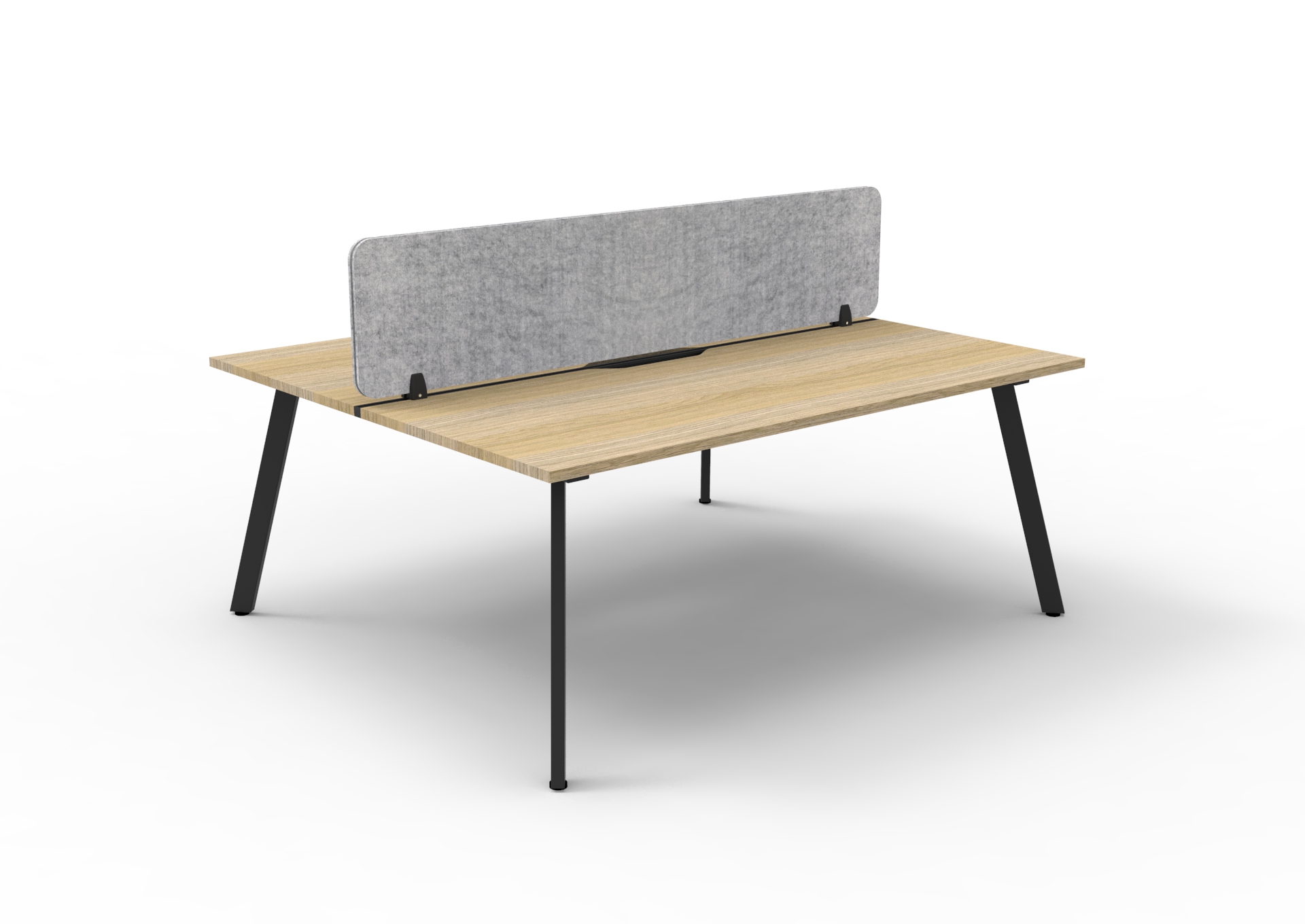 Rapidline Eternity Back-to-Back Workstation – 1500mm × 750mm, Natural Oak Top & Black Satin Base, Marble Grey Eco Panel Screen