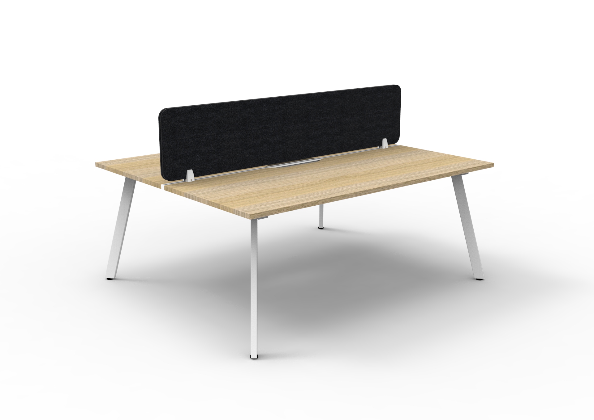 Rapidline Eternity Back-to-Back Workstation | 2-Person Pod | 1200×750mm | Natural Oak Top, White Satin Base, Black Screen