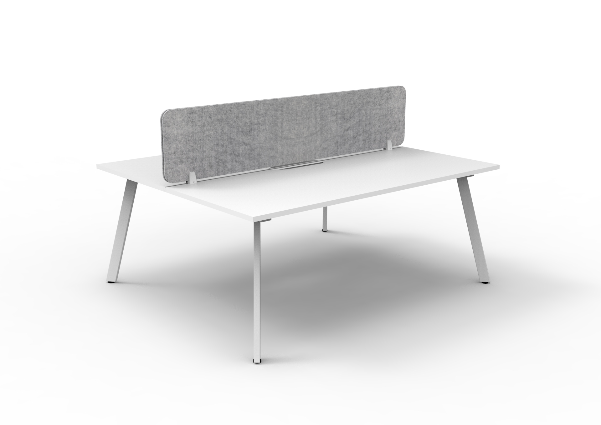 Rapidline Eternity Back-to-Back Workstation – 1200mm × 750mm, Natural White Top & White Satin Base, Marble Grey Eco Panel Screen
