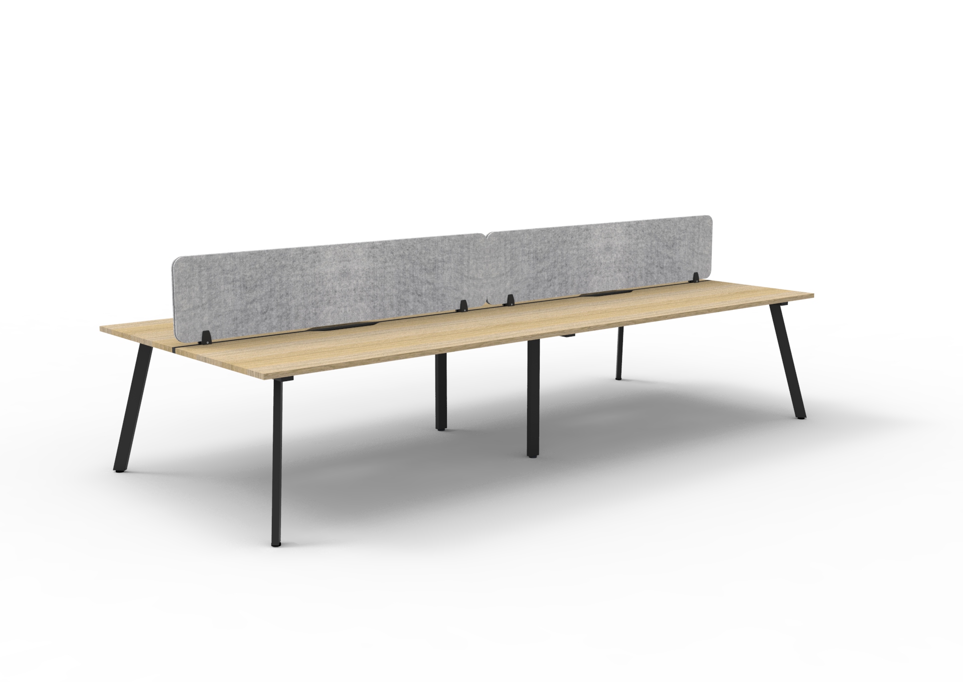 Rapidline Eternity Back-to-Back Workstation | 4-Person Pod | 1200mm W x 750mm D | Oak Top & Black Base | Marble Grey Screen