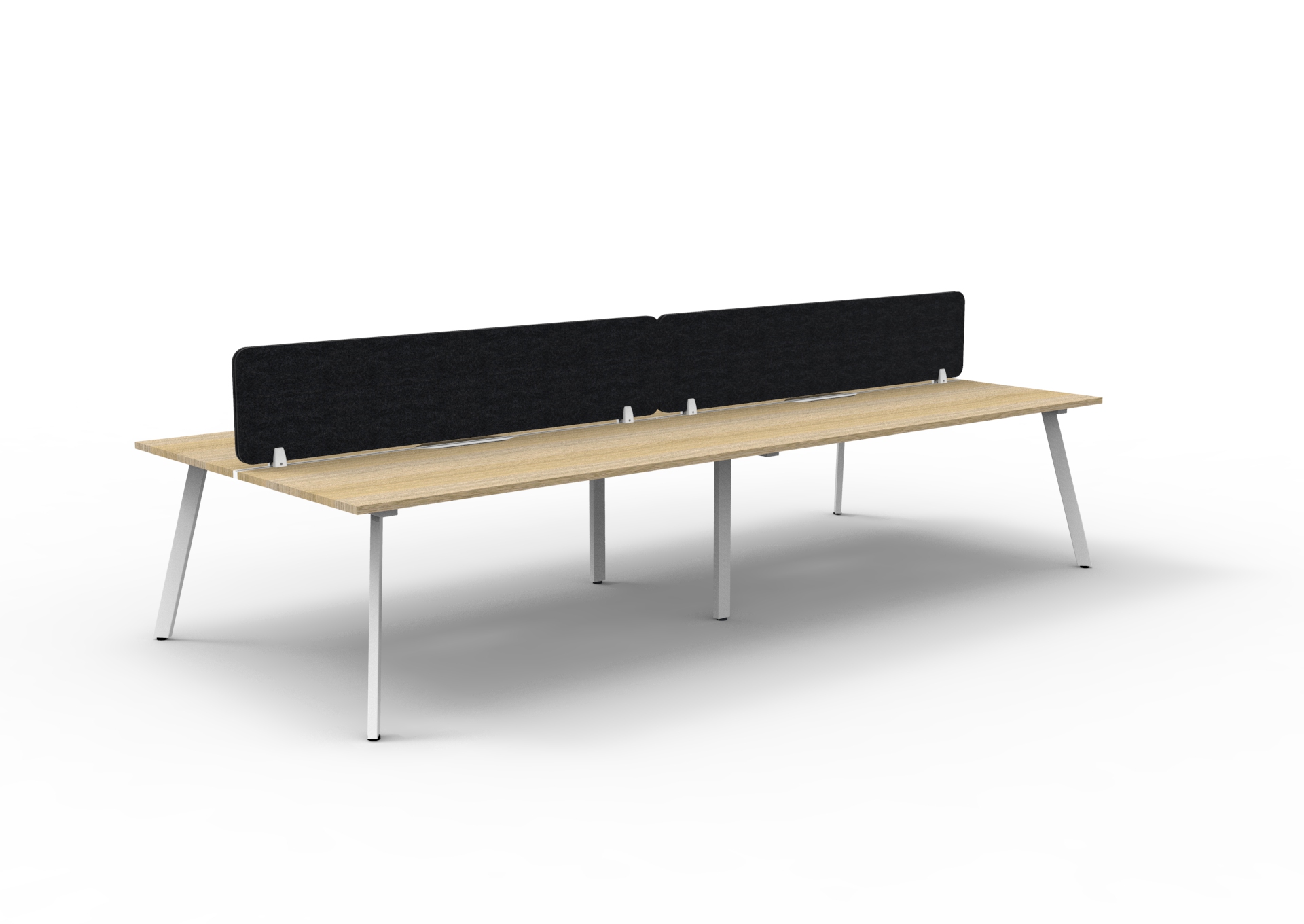 Rapidline Eternity Back-to-Back Workstation | 1800mm x 750mm | Natural Oak Top, White Satin Base, Black Eco Panel Screen