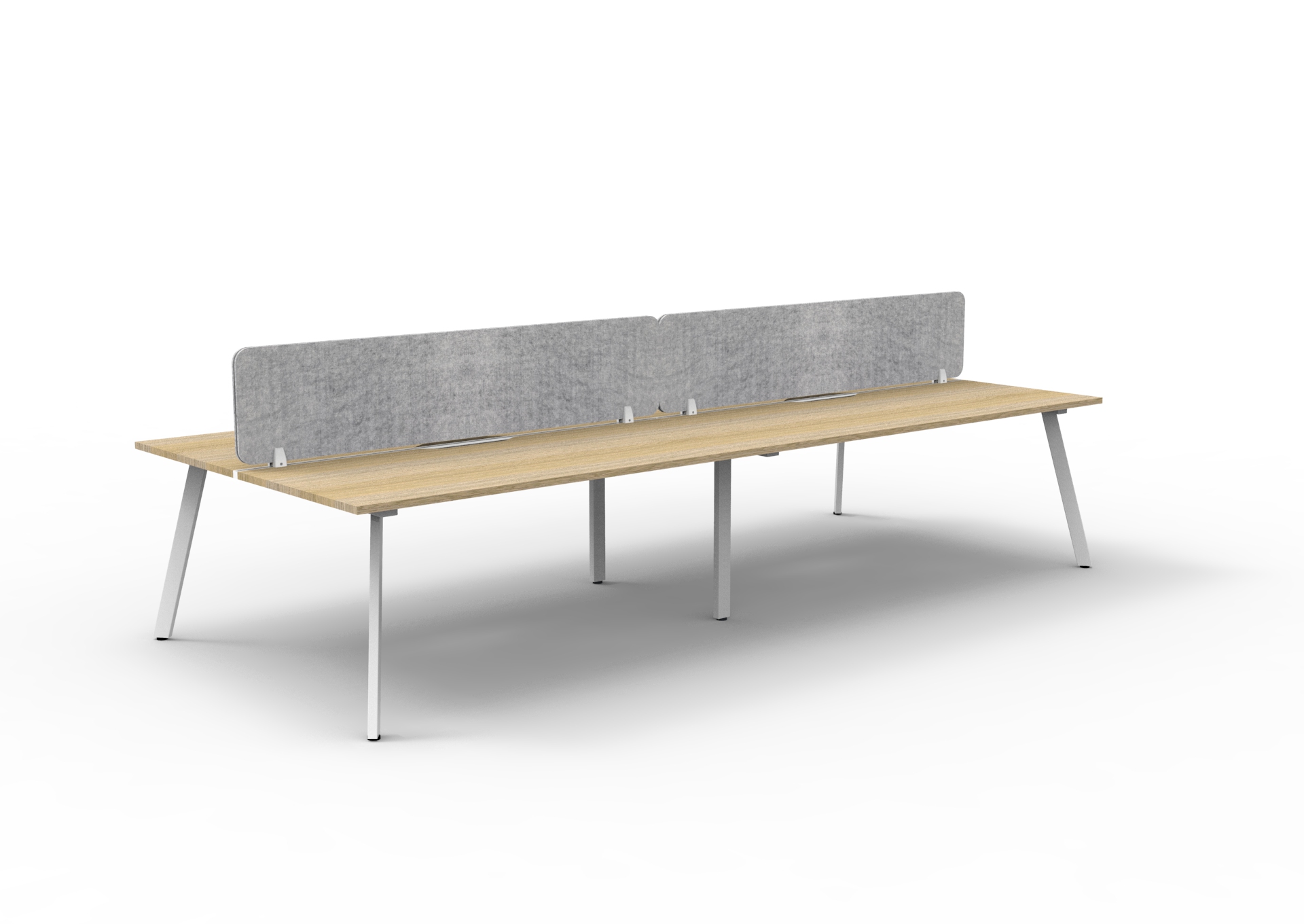 Rapidline Eternity 4-Person Back-to-Back Workstation | 1800mm x 750mm | Natural Oak Top, White Satin Base, Marble Grey Screen