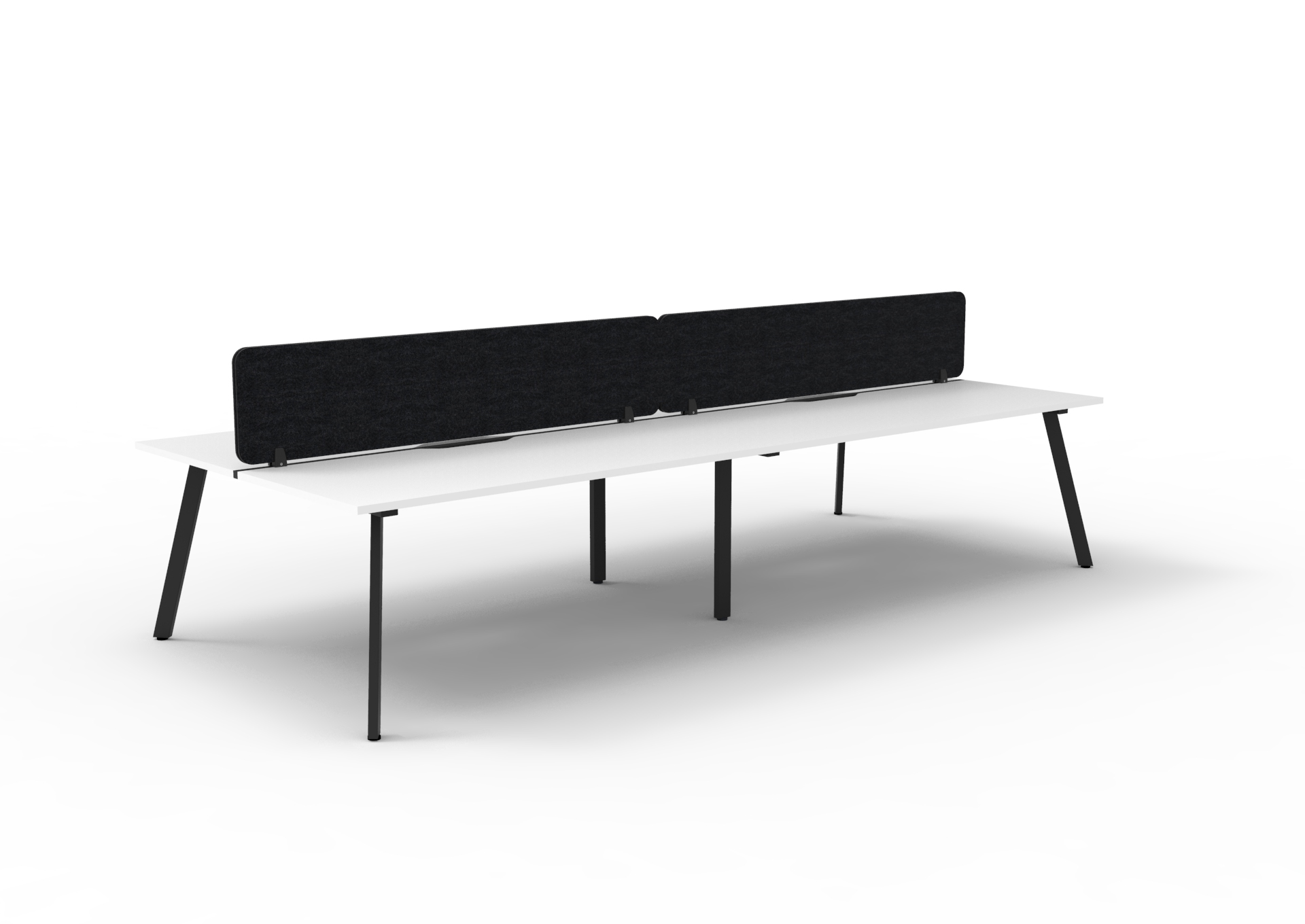 Rapidline Eternity Back-to-Back Workstation – Pod of 4 | 1500×750mm | Natural White Top & Black Satin Base | Black Screen