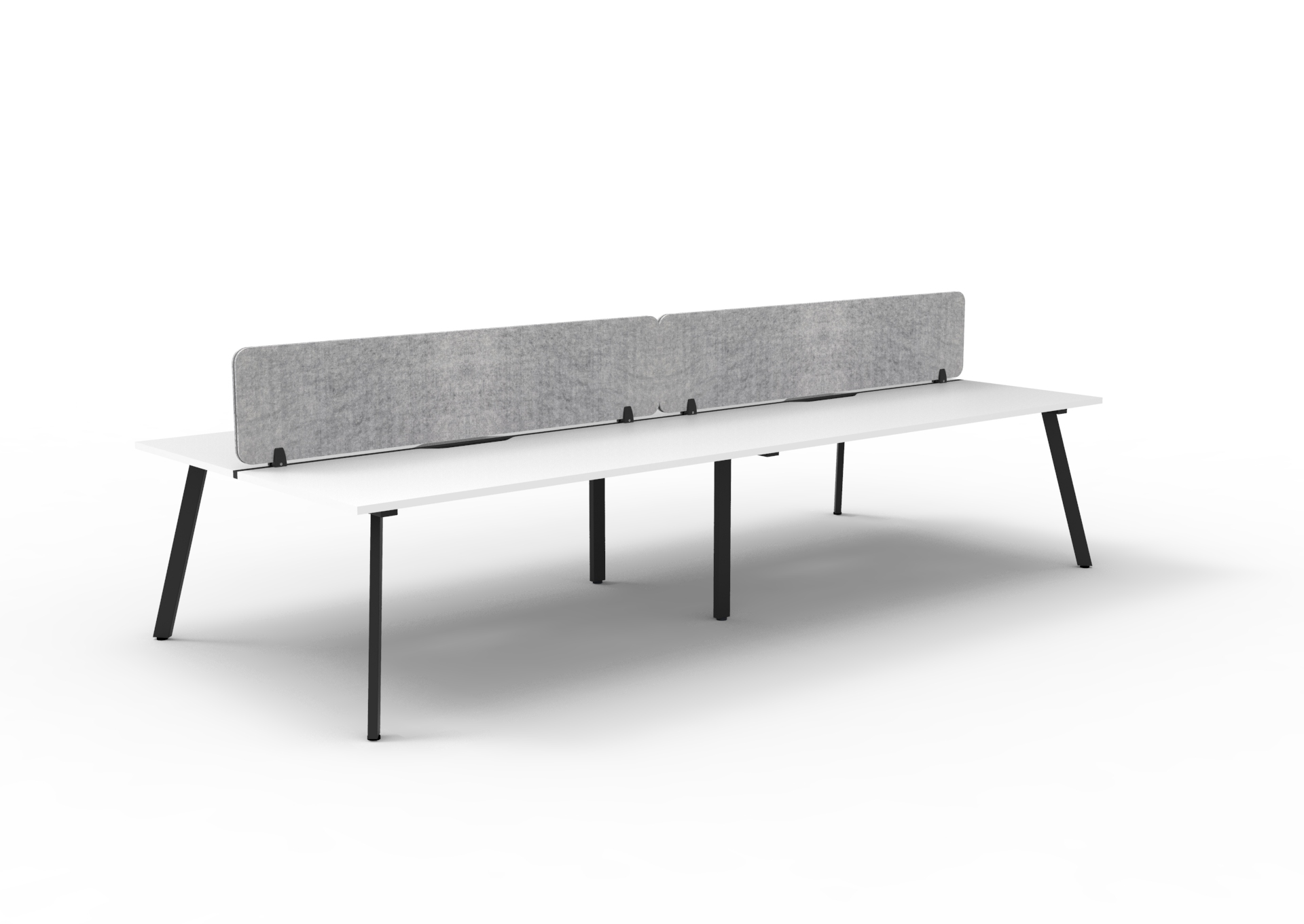 Rapidline Eternity Back-to-Back Workstation | POD of 4 | 1200 x 750mm | Natural White Top & Black Satin Base | Marble Grey Eco Panel Screen