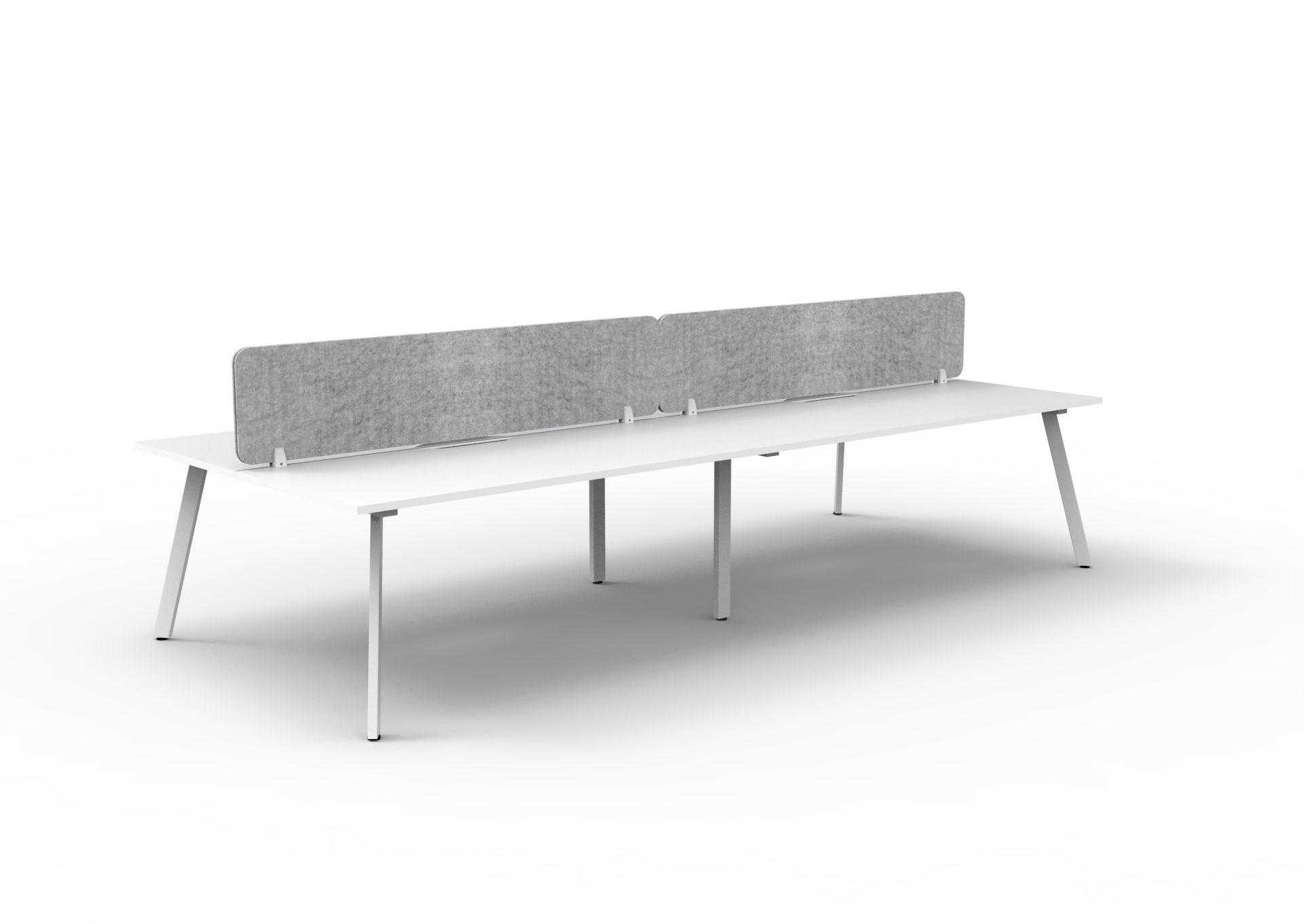 Rapidline Eternity Back-to-Back Workstation – Pod of 4 | 1200×750mm | Natural White Top, White Satin Base, Marble Grey Screen