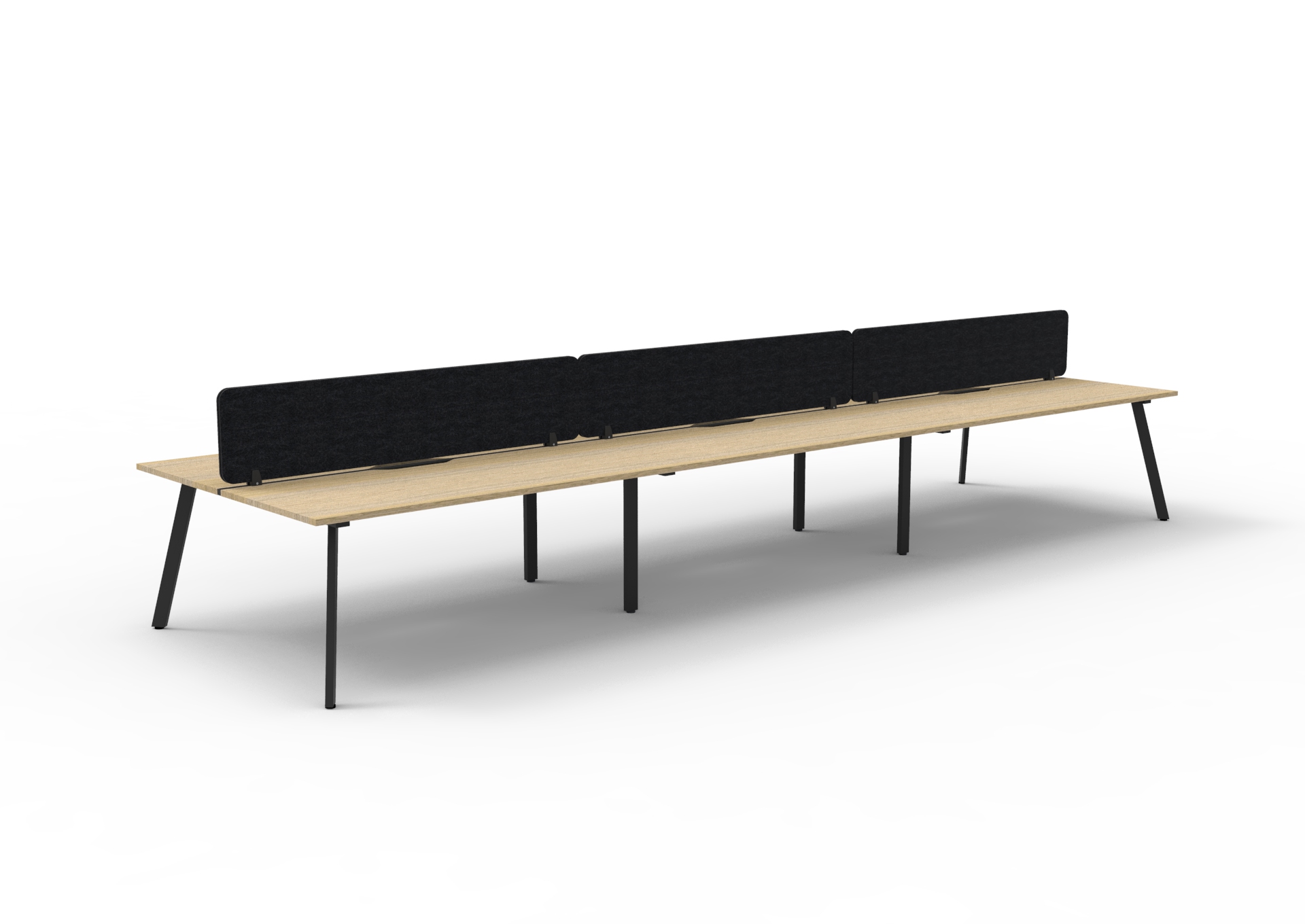 Rapidline Eternity Back-to-Back Workstation – Pod of 6 | 1800×750mm | Oak Top, Black Base, Black Screen