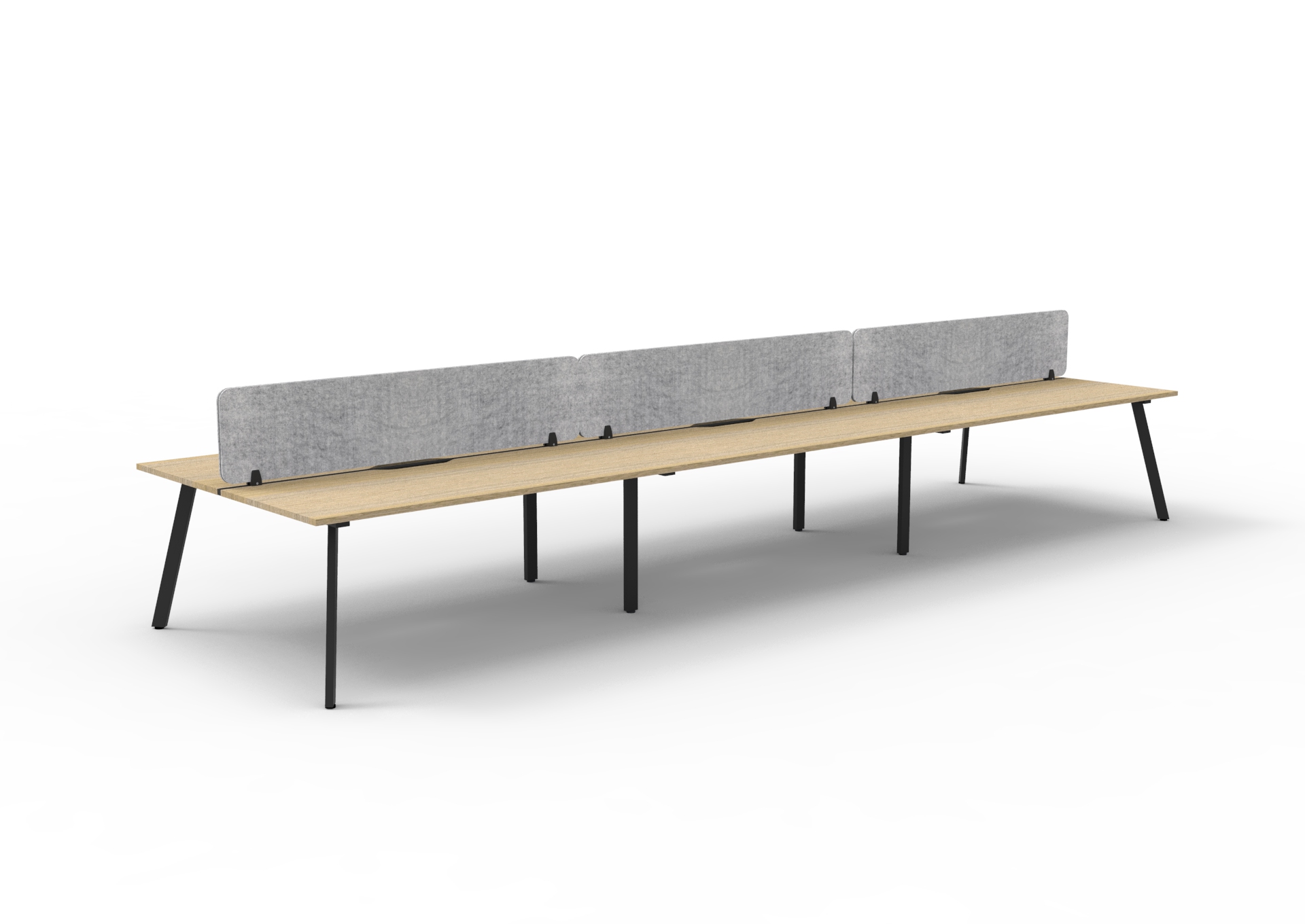 Rapidline Eternity Back-to-Back Workstation – Pod of 6 | 1800×750mm | Natural Oak Top, Black Satin Base, Marble Grey Screen
