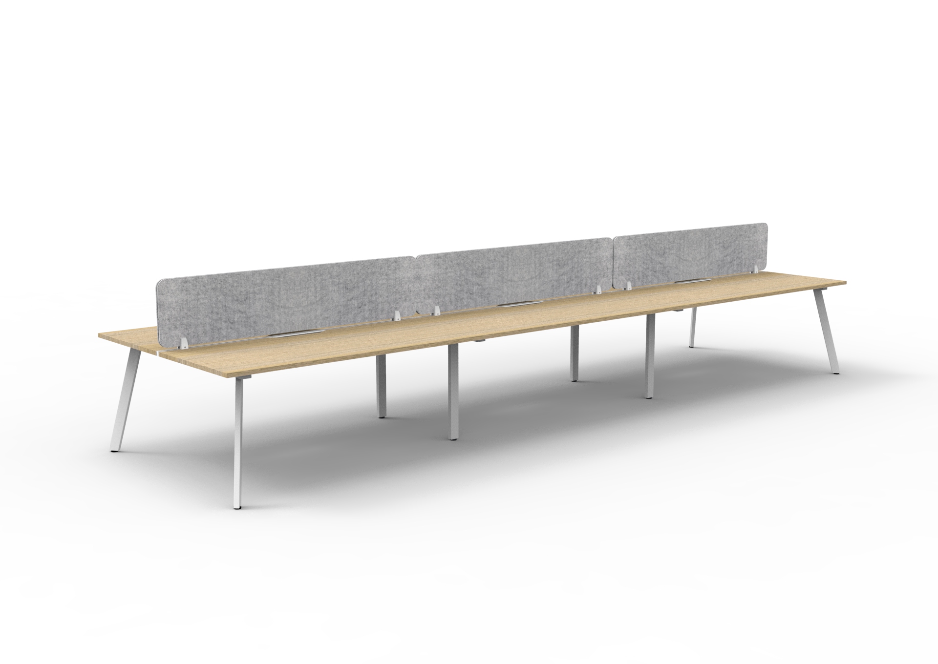 Rapidline Eternity Back-to-Back Workstation – Pod of 6 | 1800×750mm | Natural Oak Top, White Satin Base, Marble Grey Screen