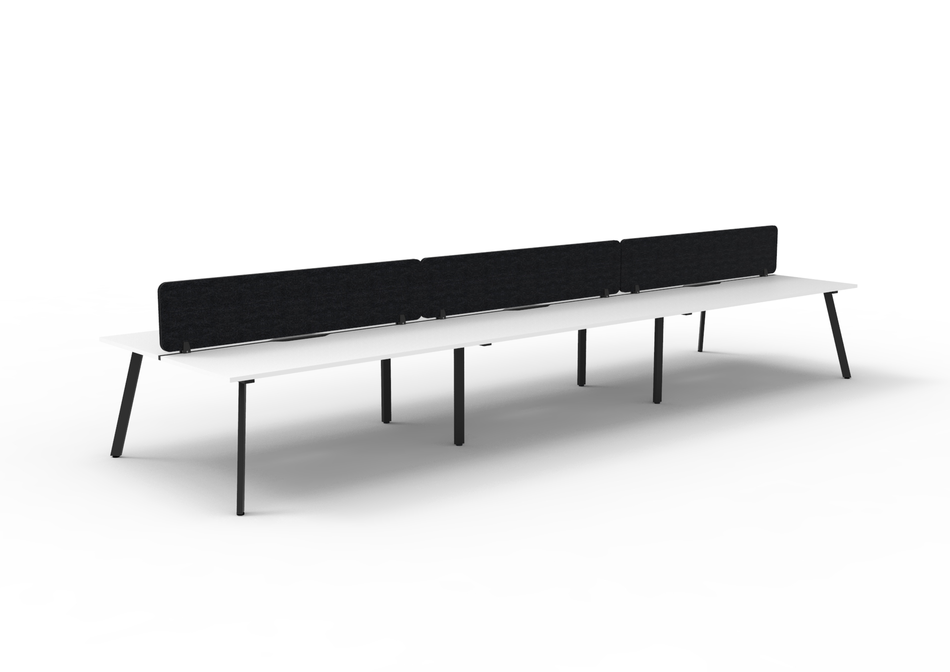 Rapidline Eternity Back-to-Back Workstation – Pod of 6 | 1800×750mm | Natural White Top, Black Satin Base, Black Screen