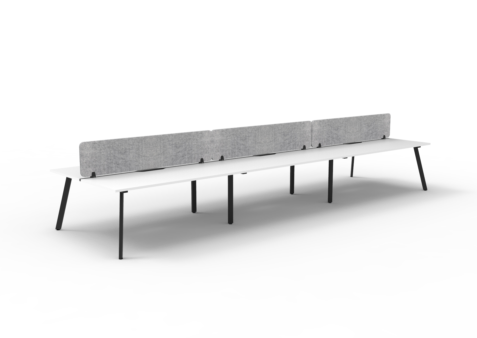 RAPIDLINE Eternity Back-to-Back Workstation | POD of 6 | 1800mm W x 750mm D | White Top, Black Base, Marble Grey Screen