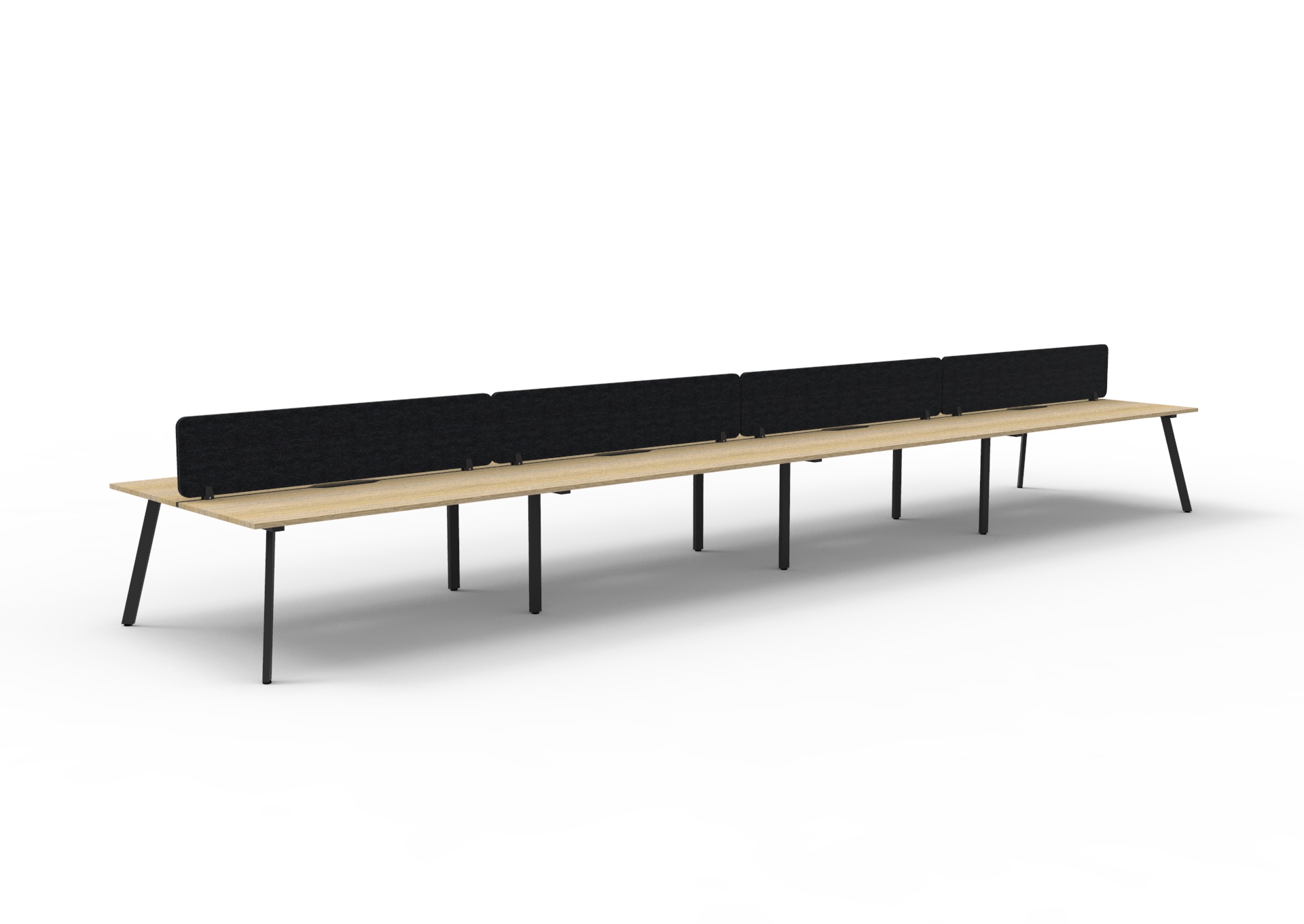 RAPIDLINE Eternity Back-to-Back Workstation | POD of 8 | 1200mm W x 750mm D | Oak Top, Black Base, Black Screen