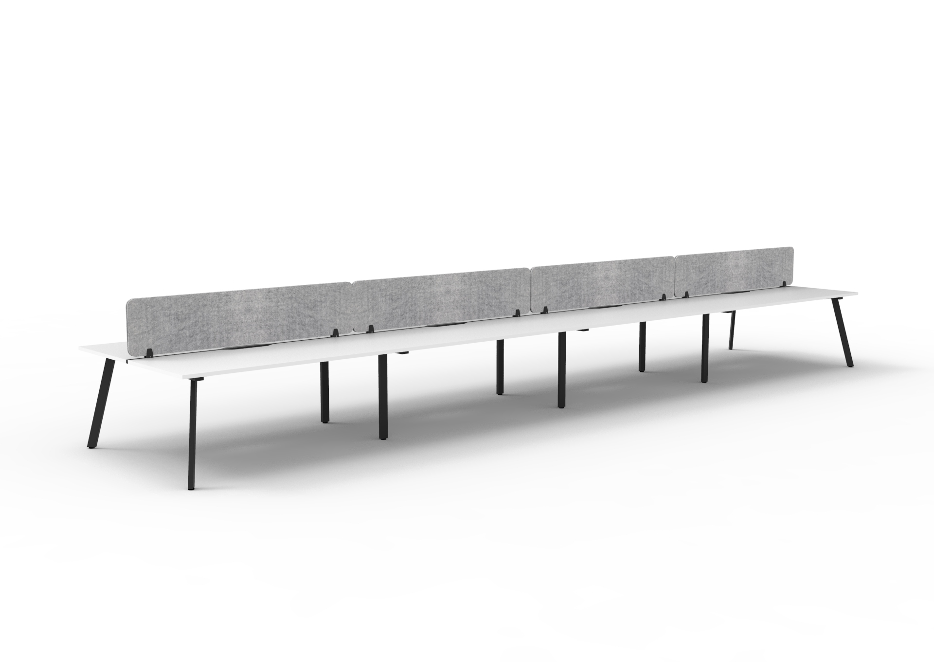 Rapidline Eternity Back-to-Back Workstation | 8-Pod | 1200×750mm | White Top, Black Base, Grey Screen