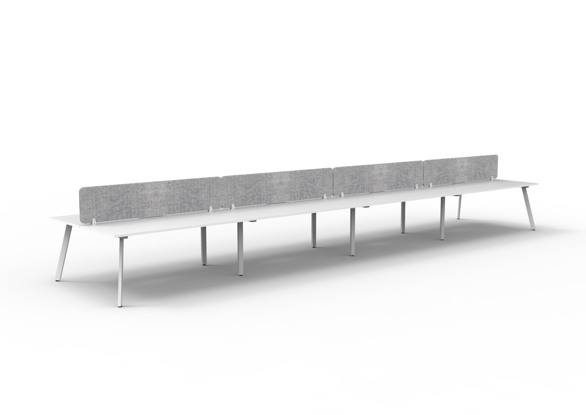 Rapidline Eternity Back-to-Back Workstation | 8-Pod | 1200×750mm | White Top, White Base, Grey Screen