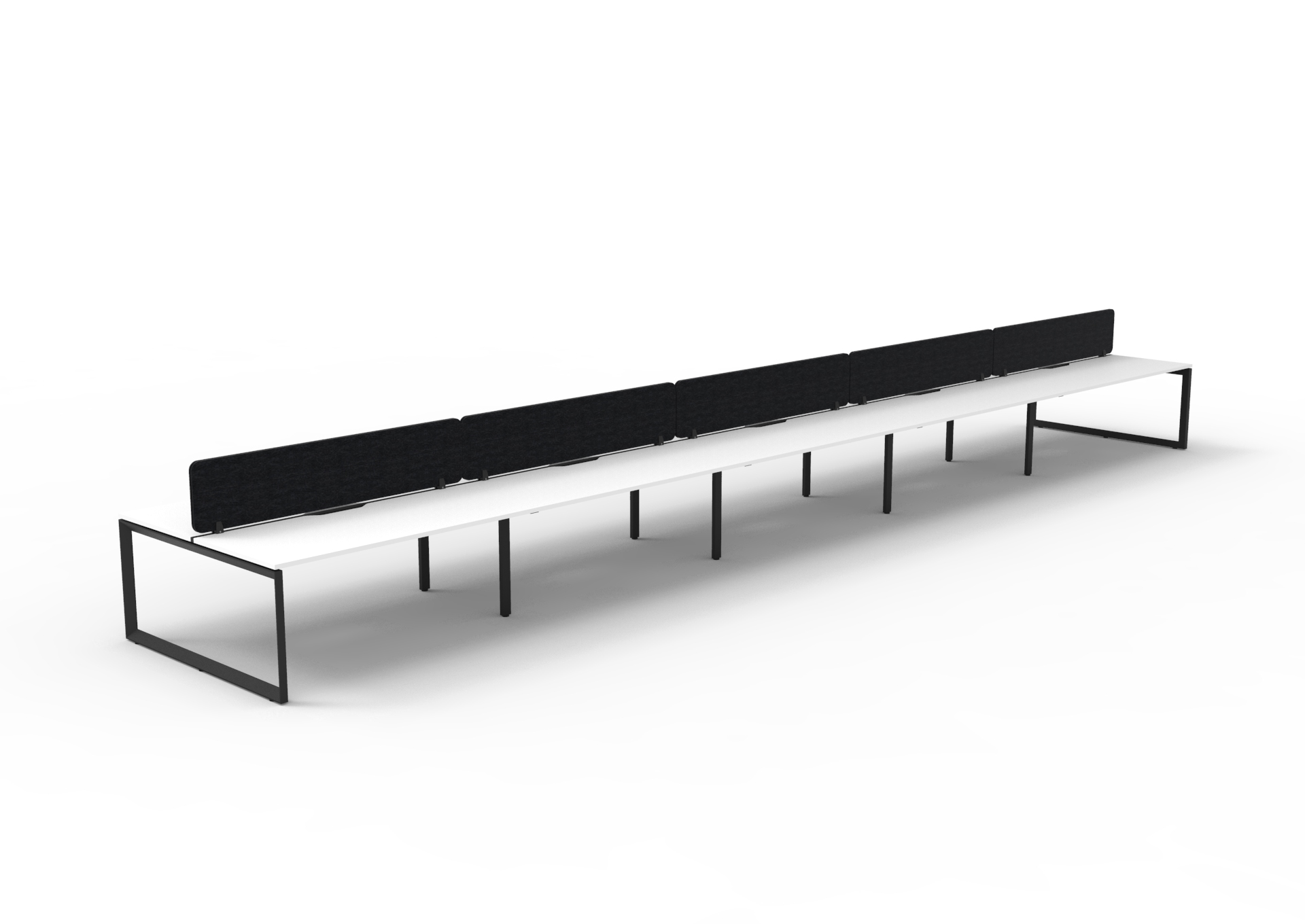 Rapidline Infinity Back-to-Back Workstation | 10-Seat Pod | 1500mm x 750mm | Natural White Top, Black Satin Base, Black PET Screen