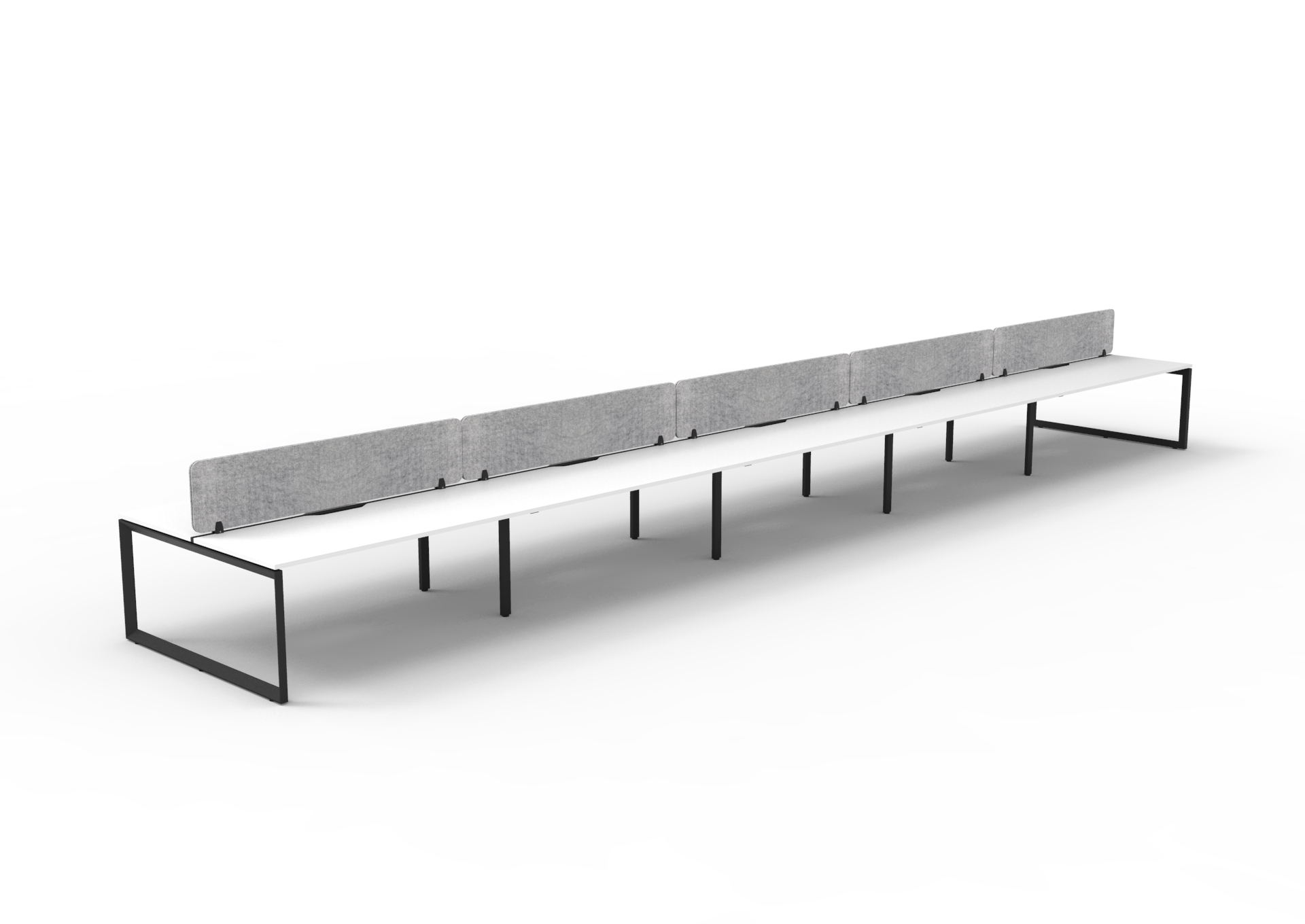 Rapidline Infinity Back-to-Back Loop Leg Workstation – Pod of 10 | Natural White Top, Black Satin Base, Marble Grey Screen
